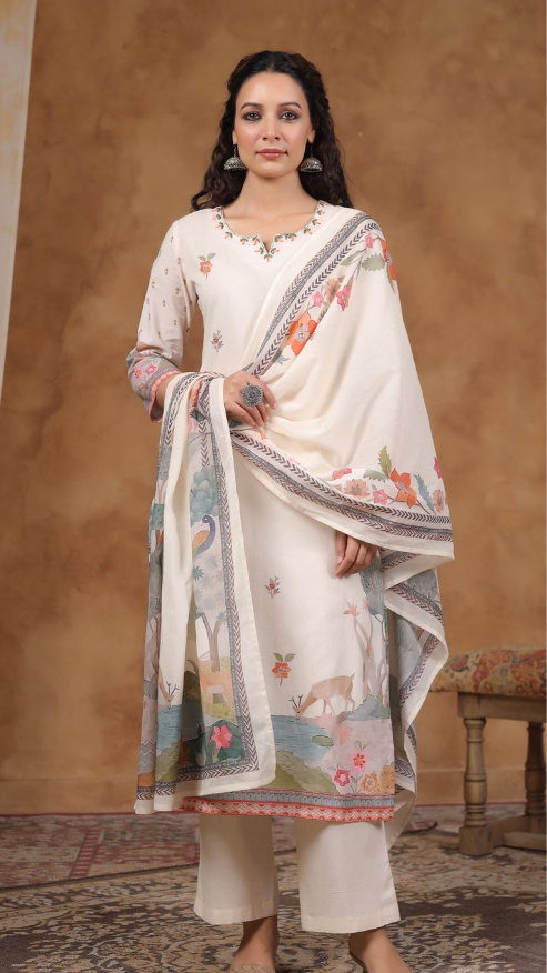 Pure Cotton Kurti with pant and dupatta M91250/SS