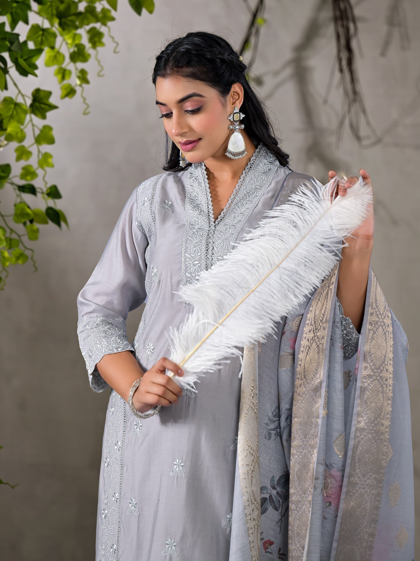 Muslin Kurti with pant and Dupatta. OM91640GB