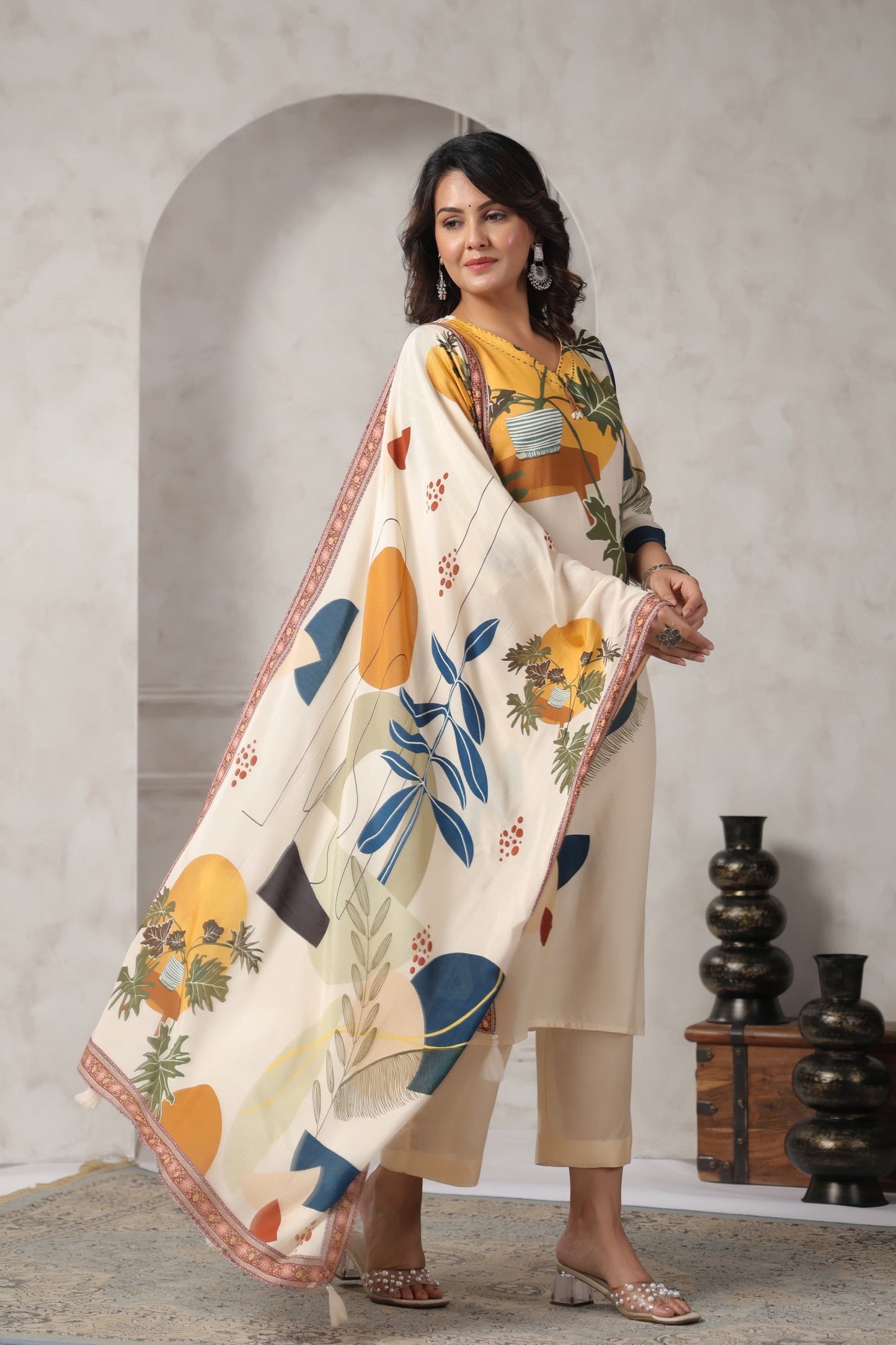 Pure Muslin kurti with pant and Dupatta AU1425AUMUS