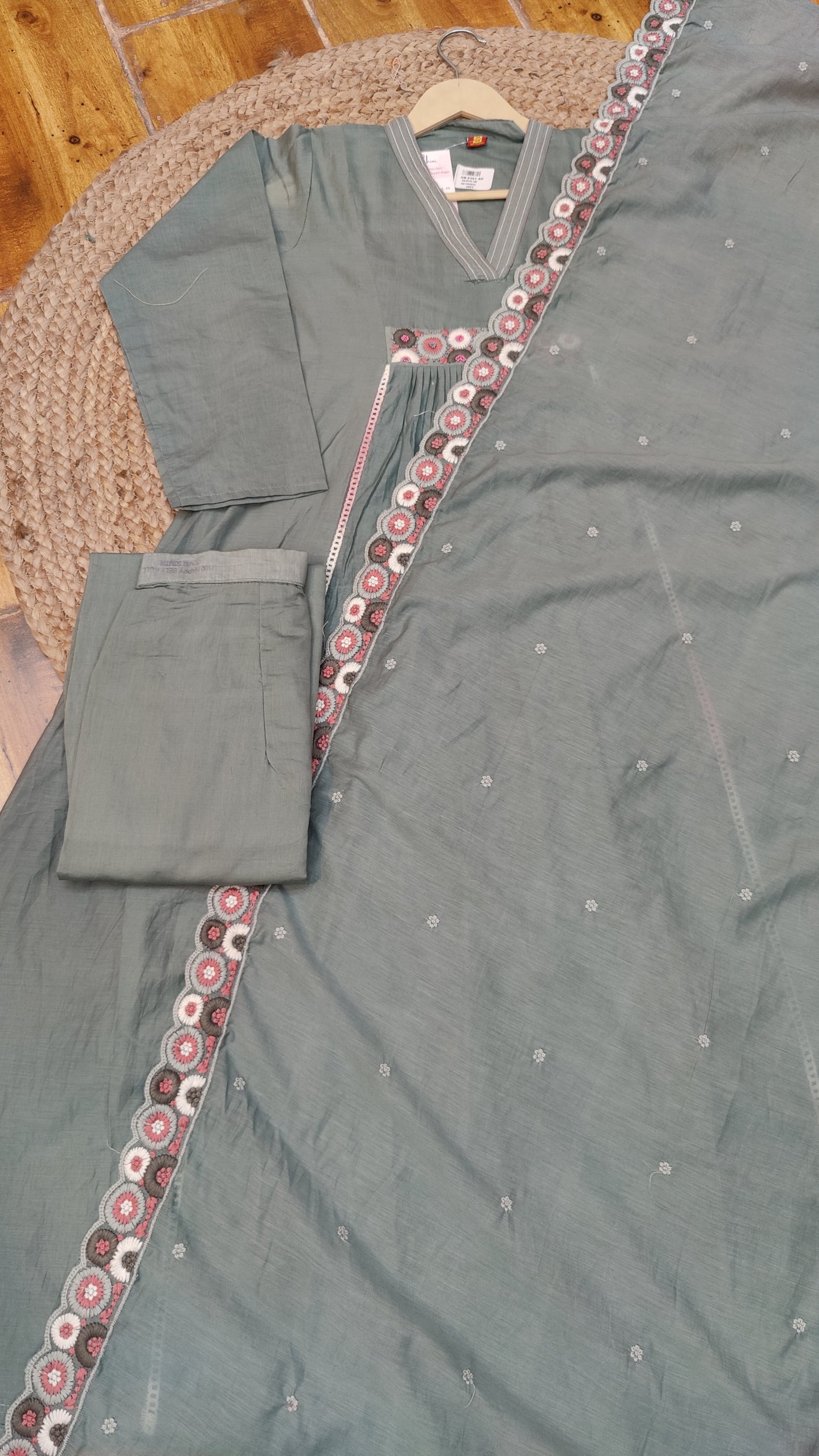 Mul Chanderi Kurti With pant and Dupatta M91790/GB