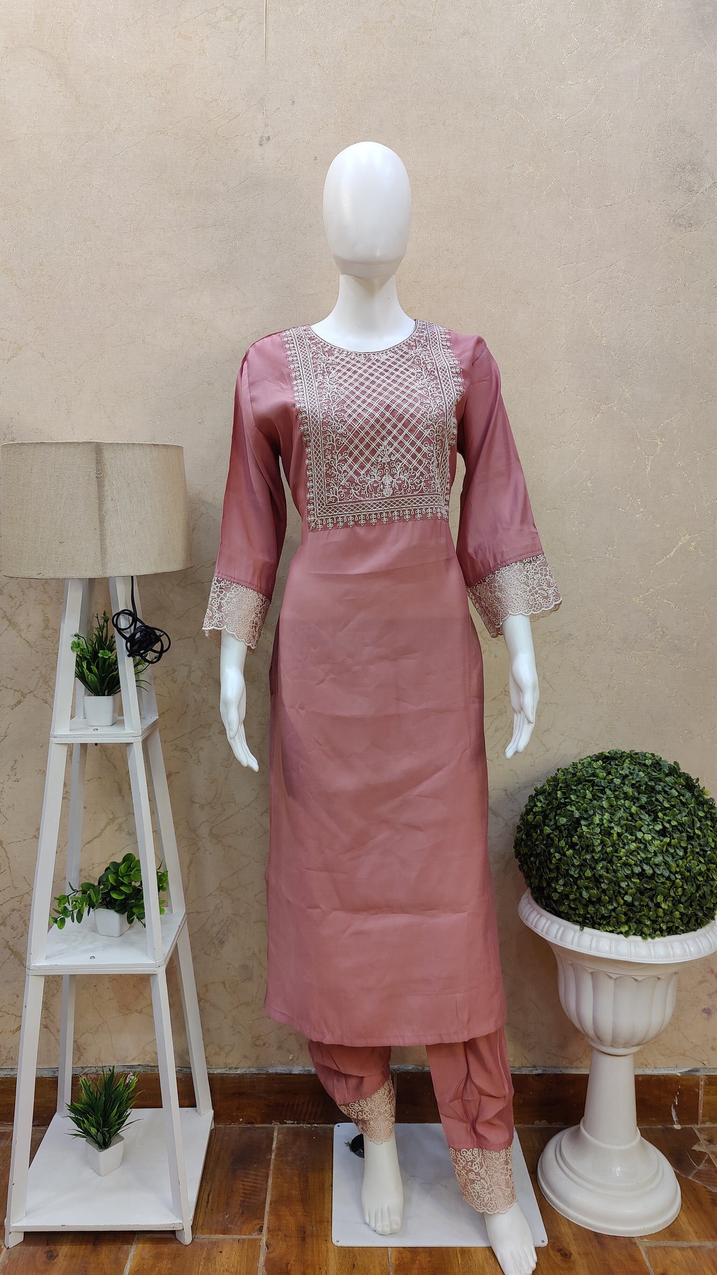 Silk kurti with pant and dupatta