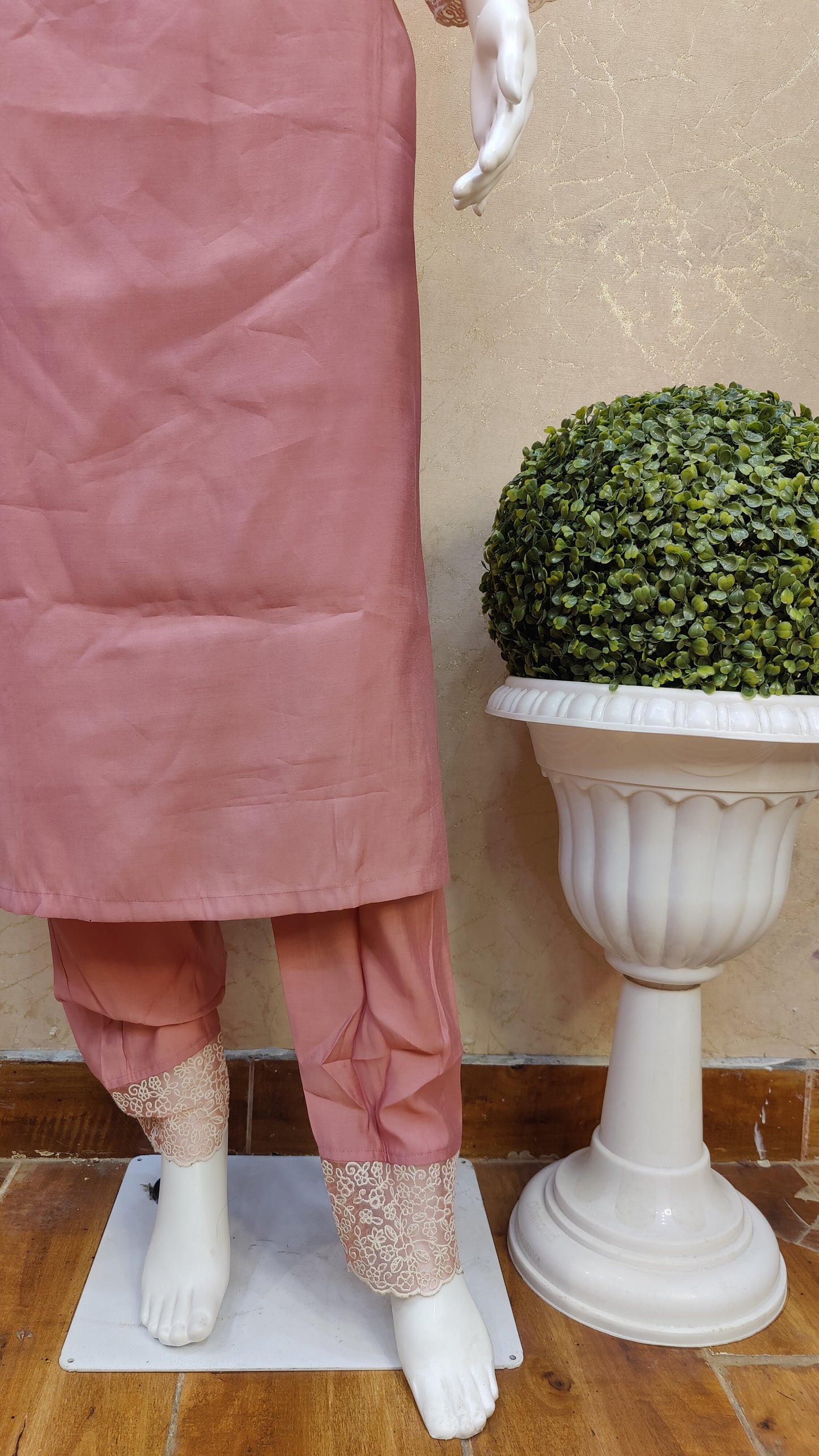 Silk kurti with pant and dupatta