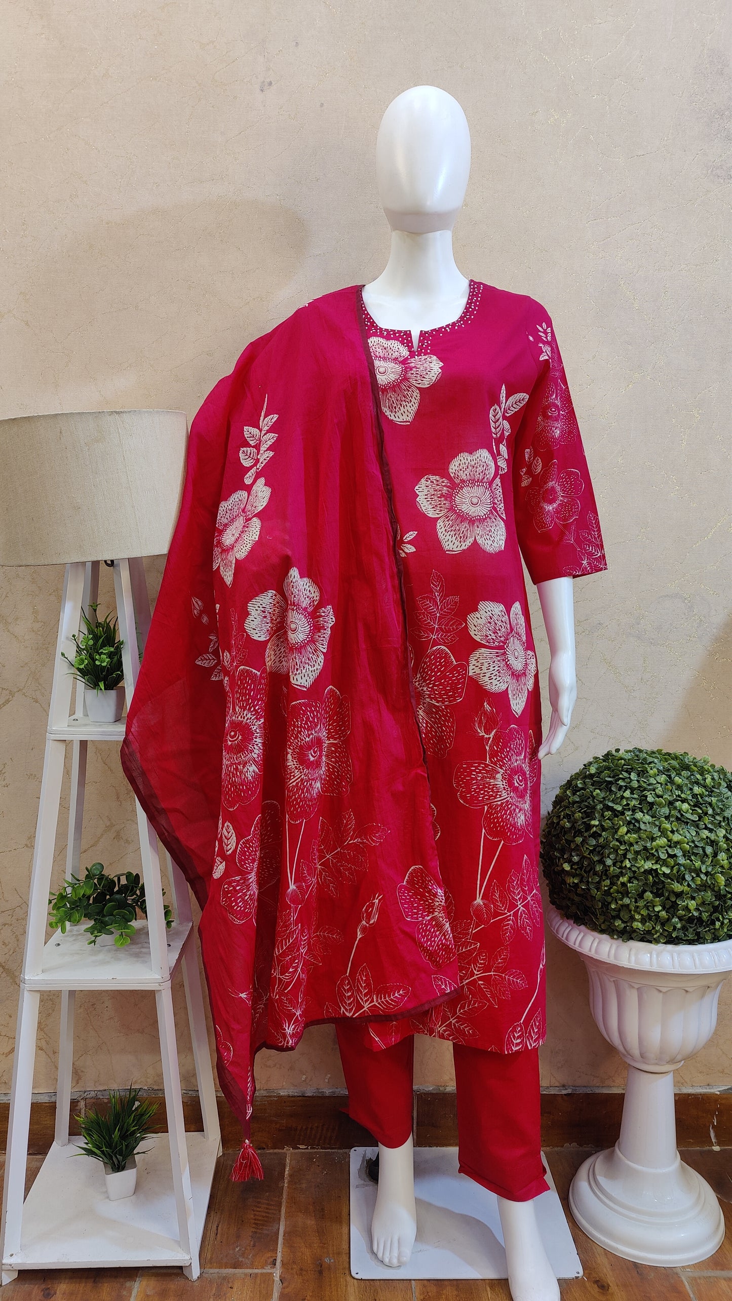 Pure Cotton Kurti with pant and dupatta