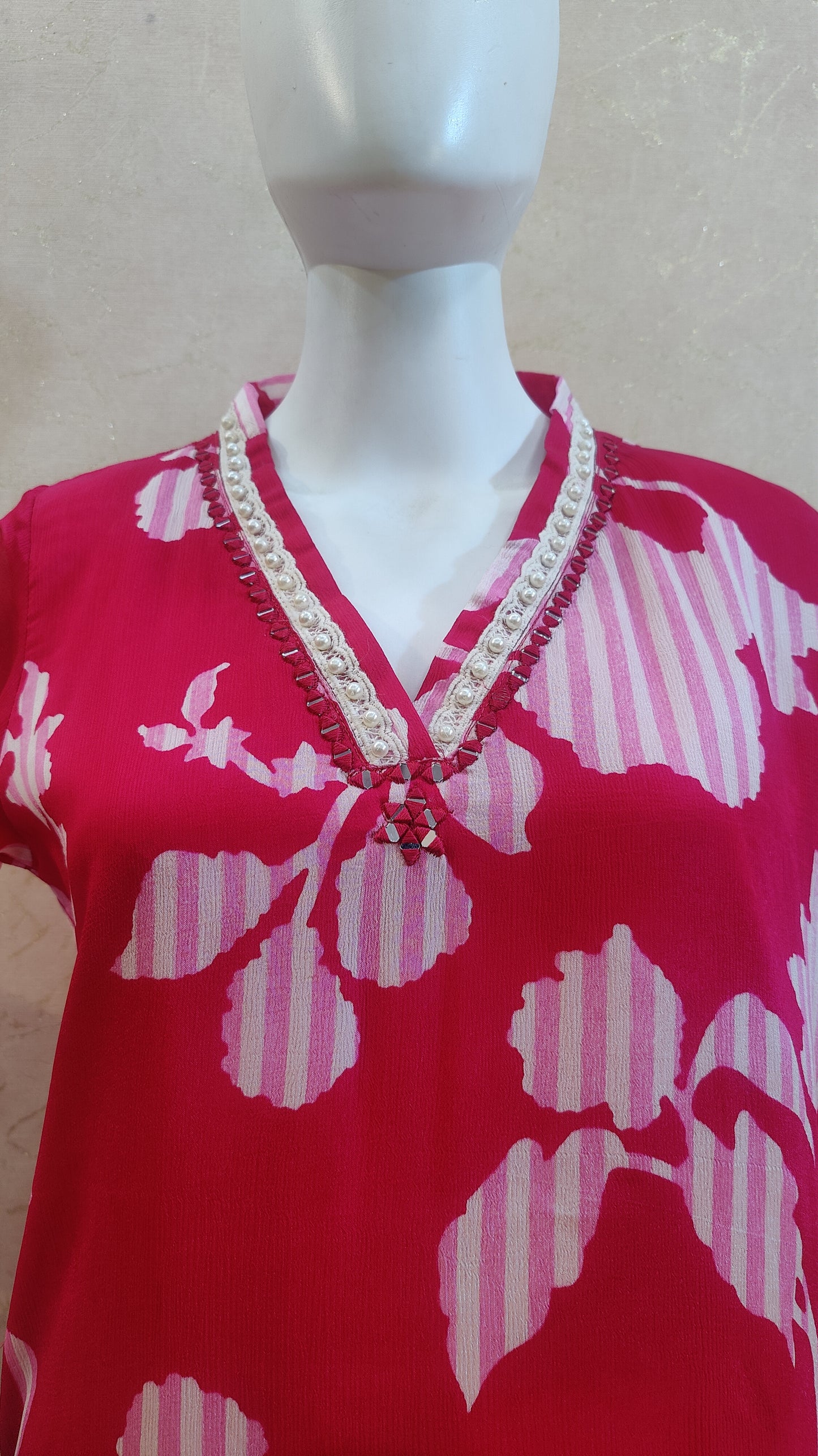 Pure Chinon Kurti with pant and dupatta M91930/AUR
