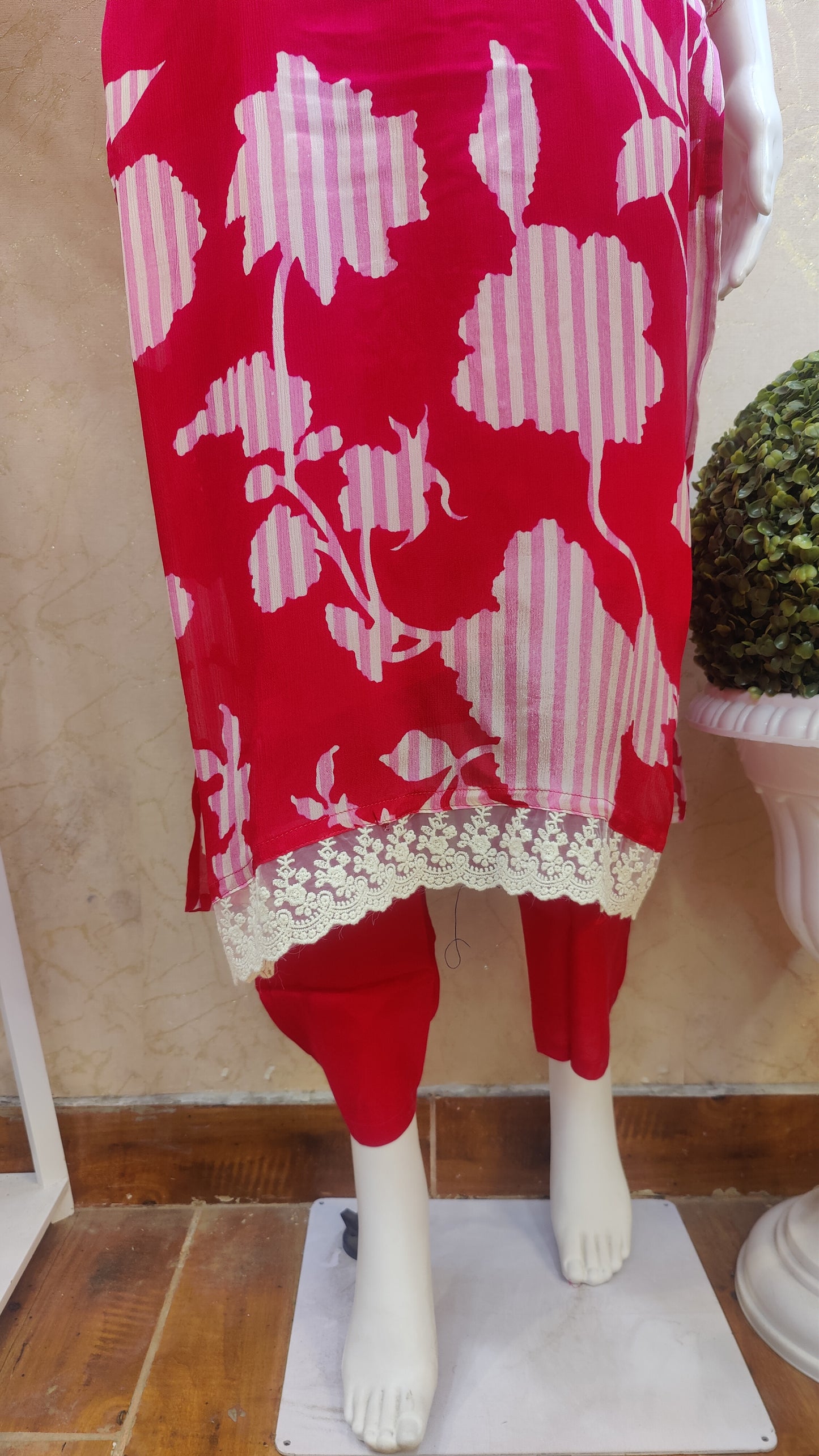 Pure Chinon Kurti with pant and dupatta M91930/AUR