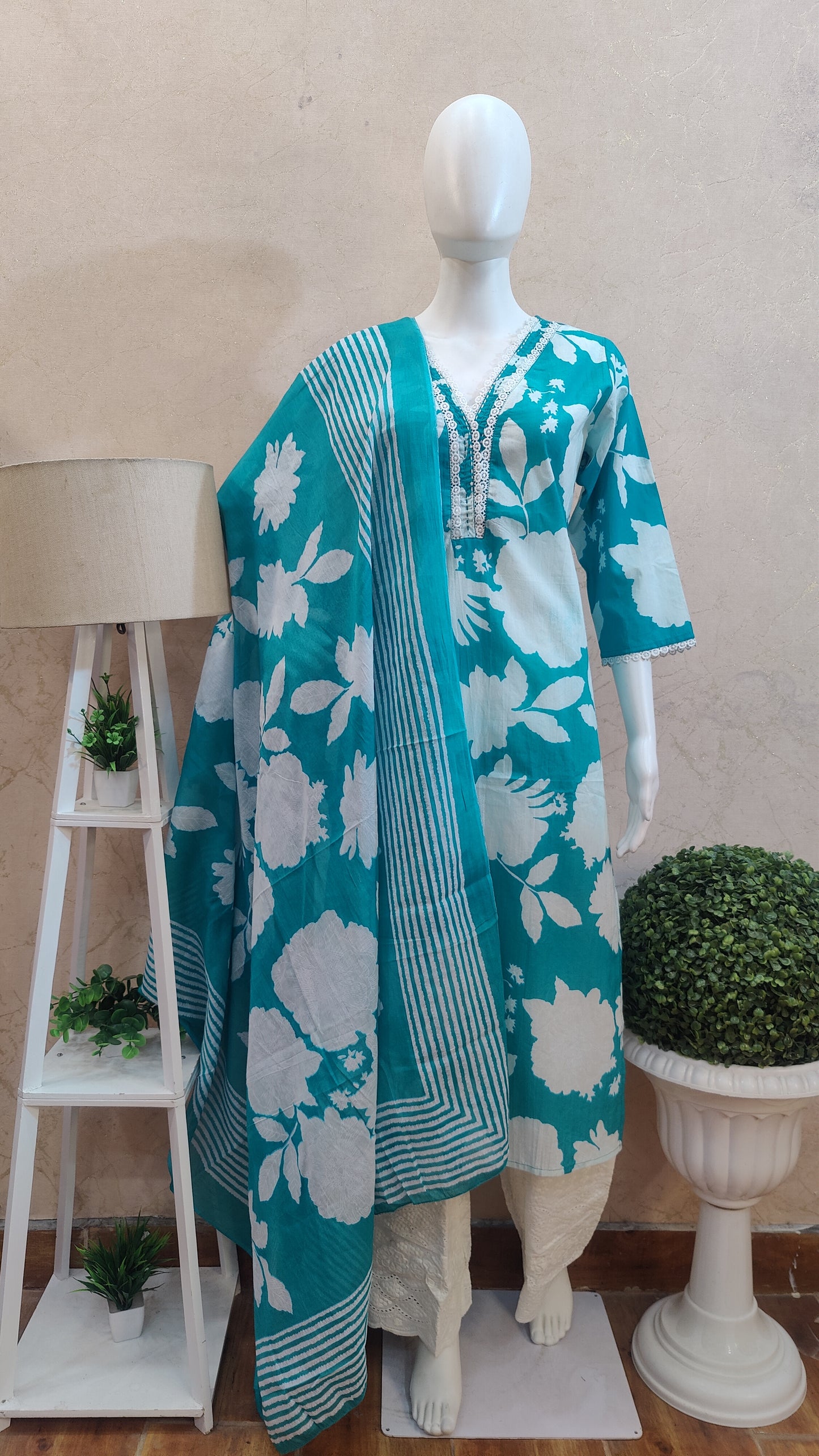 Pure Cotton Kurti with pant and dupatta M9945/AUR