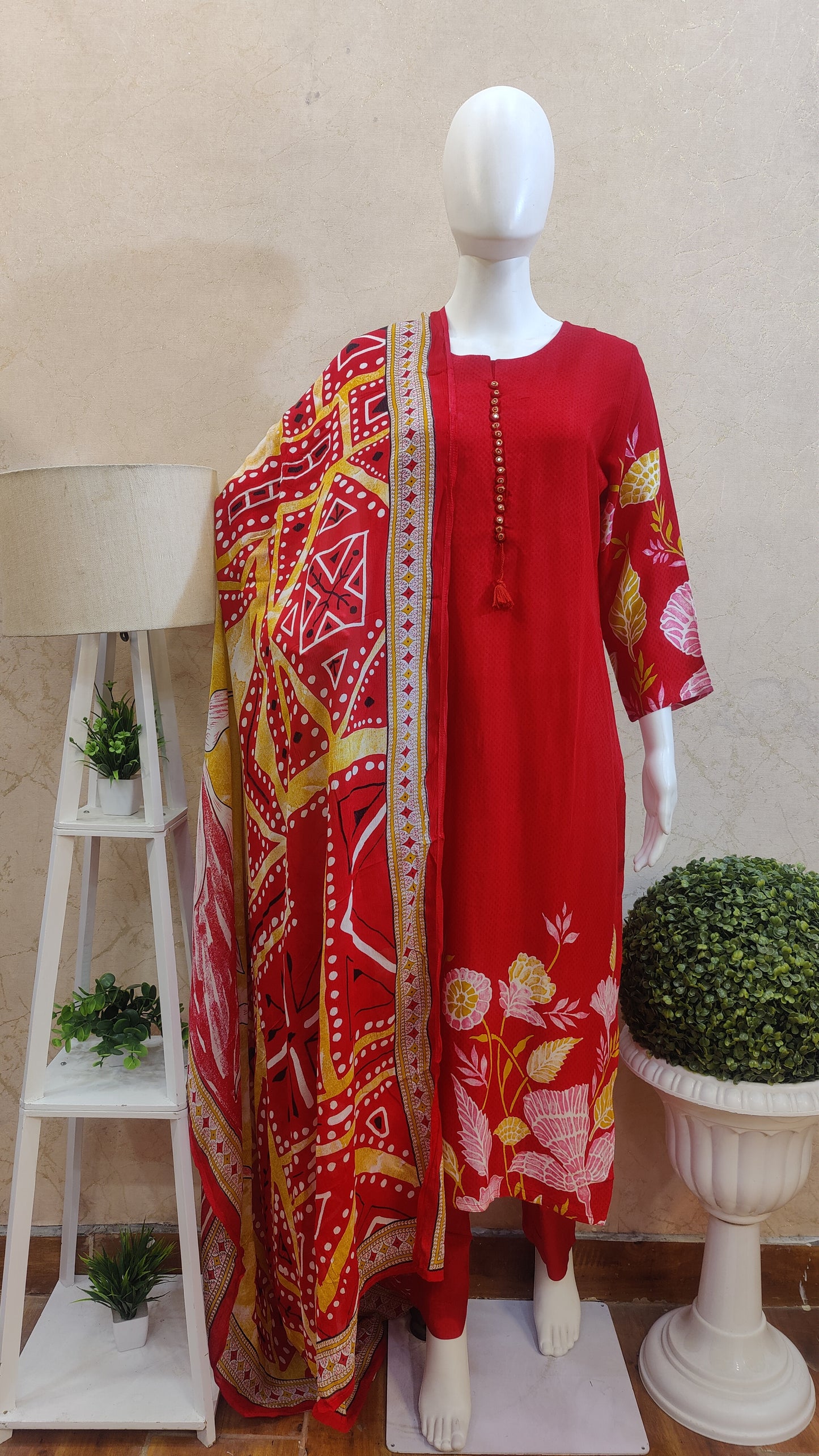 Pure Muslin Kurti with pant and dupatta M91425/AUR
