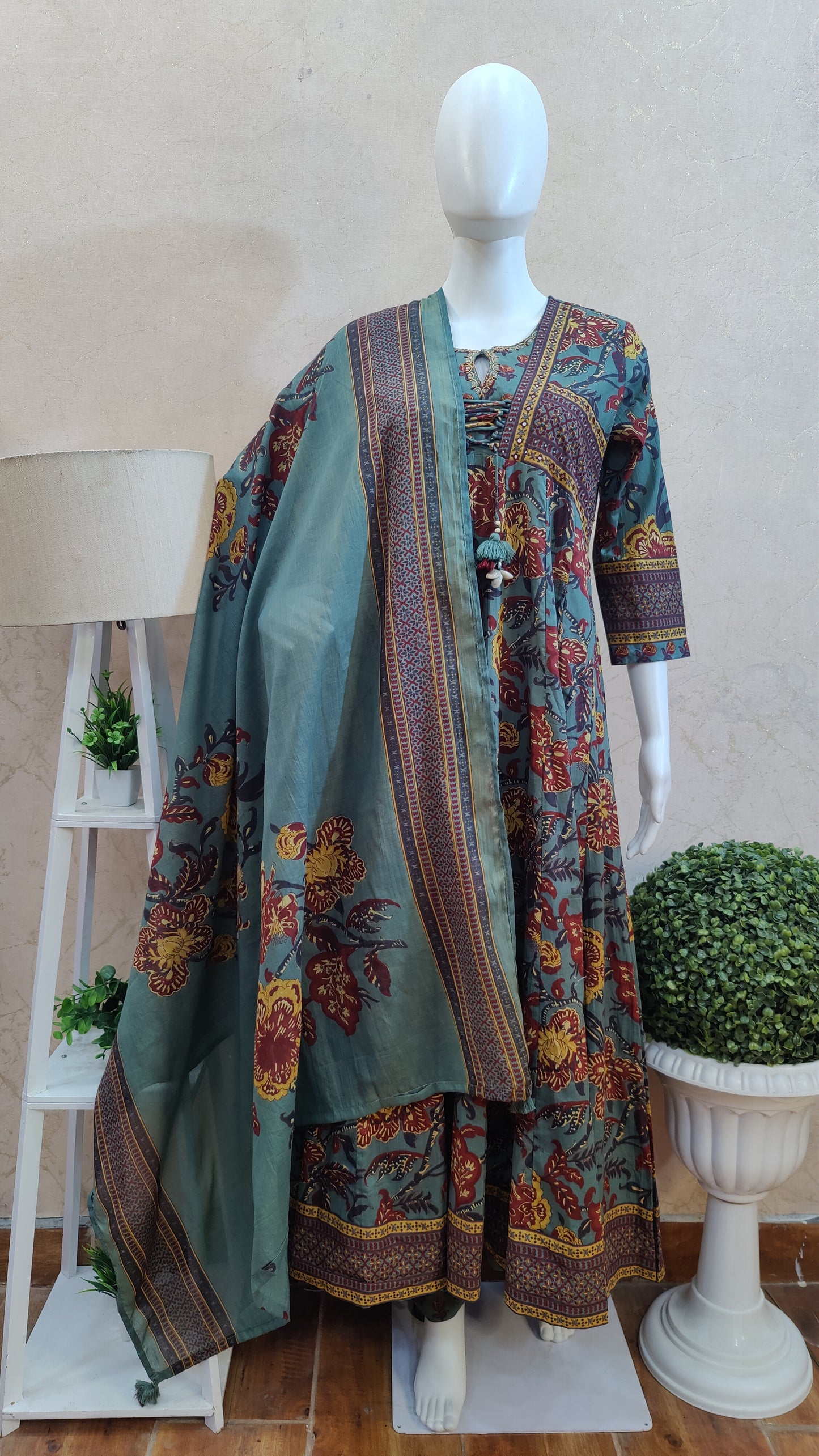 Pure Cotton Kurti with pant and dupatta M91640/GB