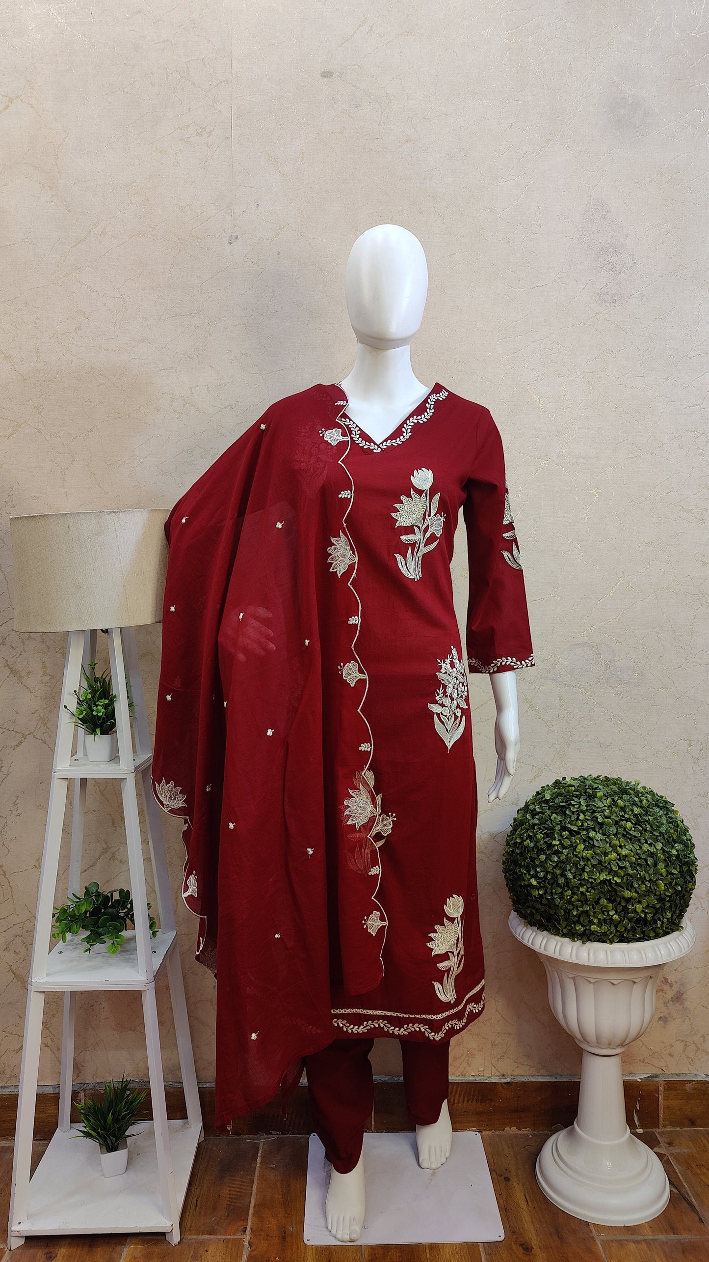 Pure Cotton Kurti with pant and dupatta M91250/GB