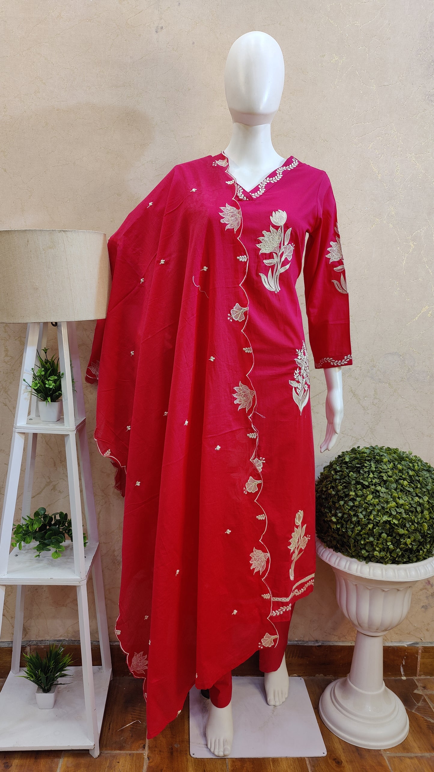 Pure Cotton Kurti with pant and dupatta M91250/GB