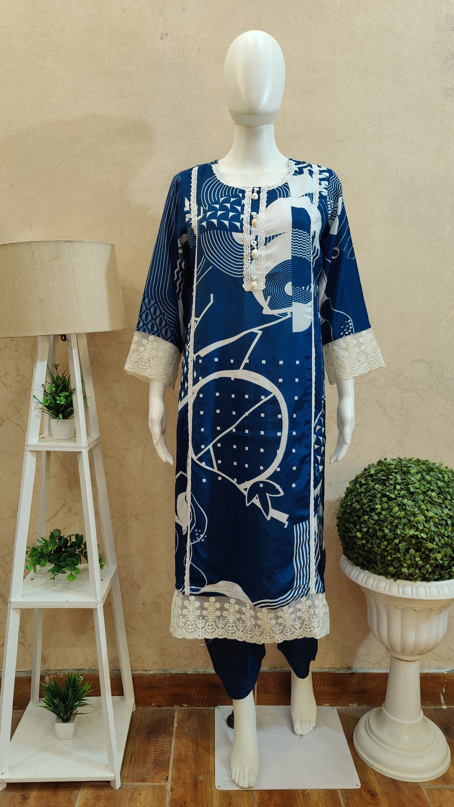 Pure Muslin Kurti with pant and dupatta M91325/AUR