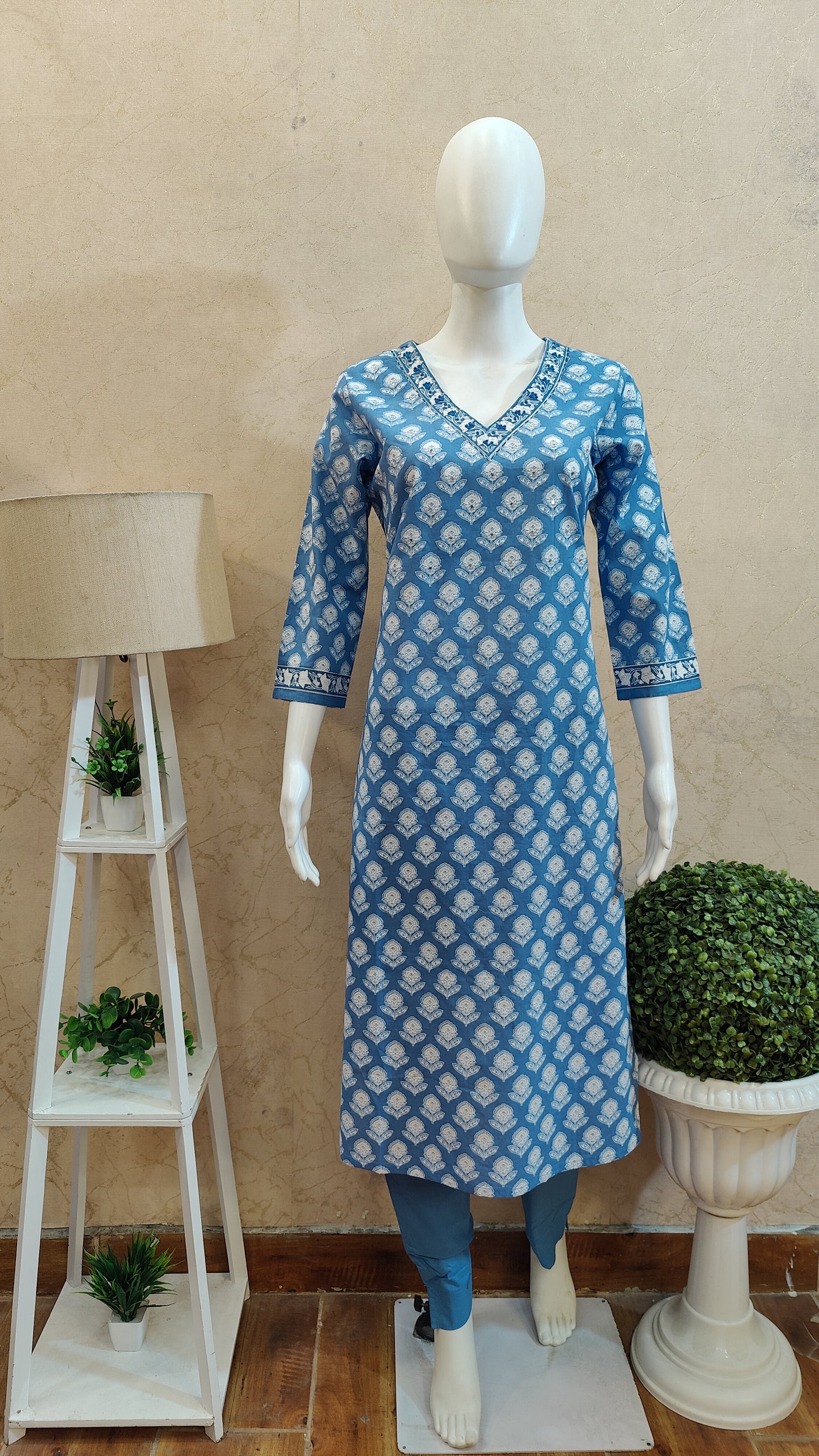 Pure Cotton Kurti with pant and dupatta M9945/AUR