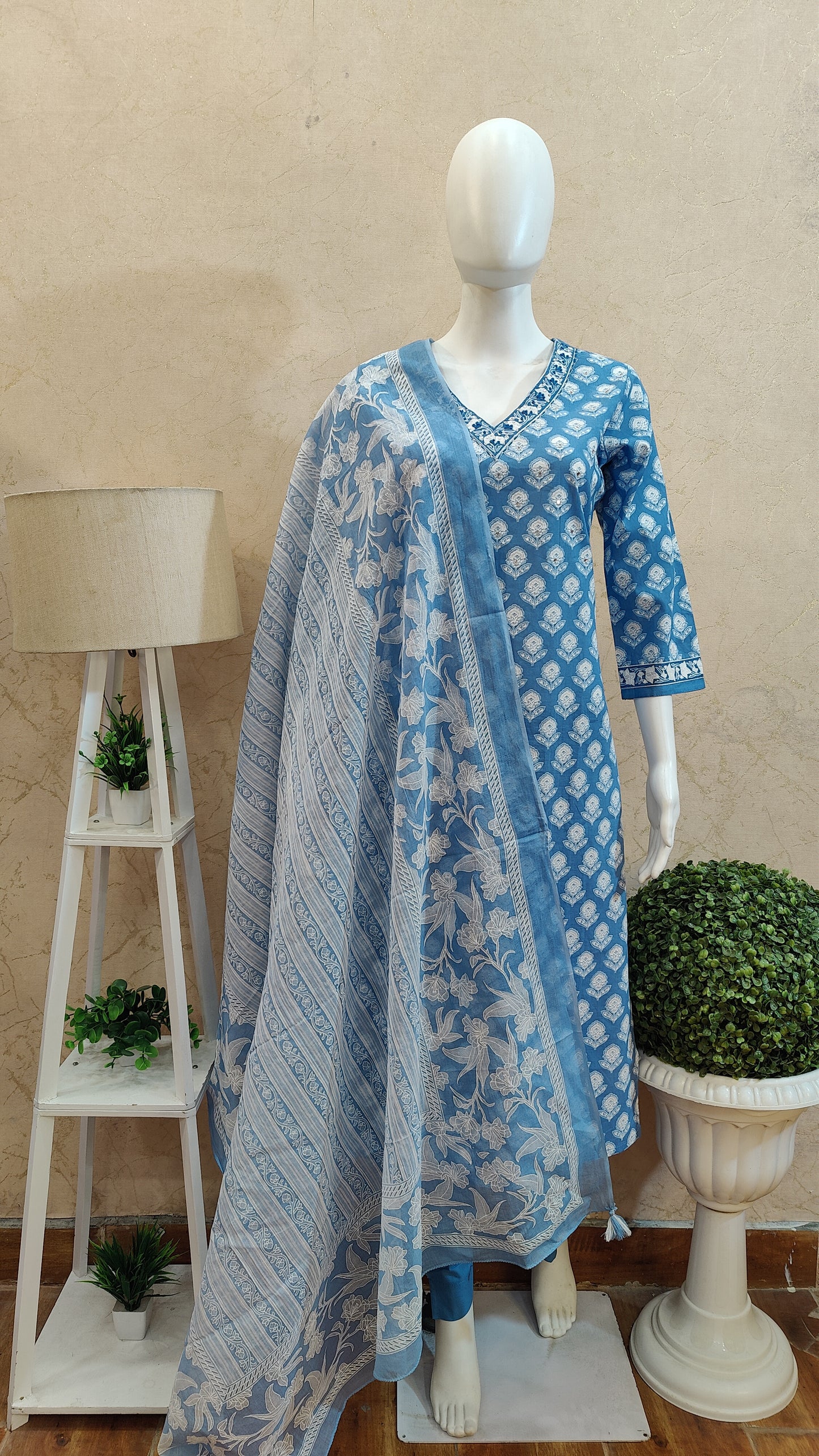 Pure Cotton Kurti with pant and dupatta M9945/AUR