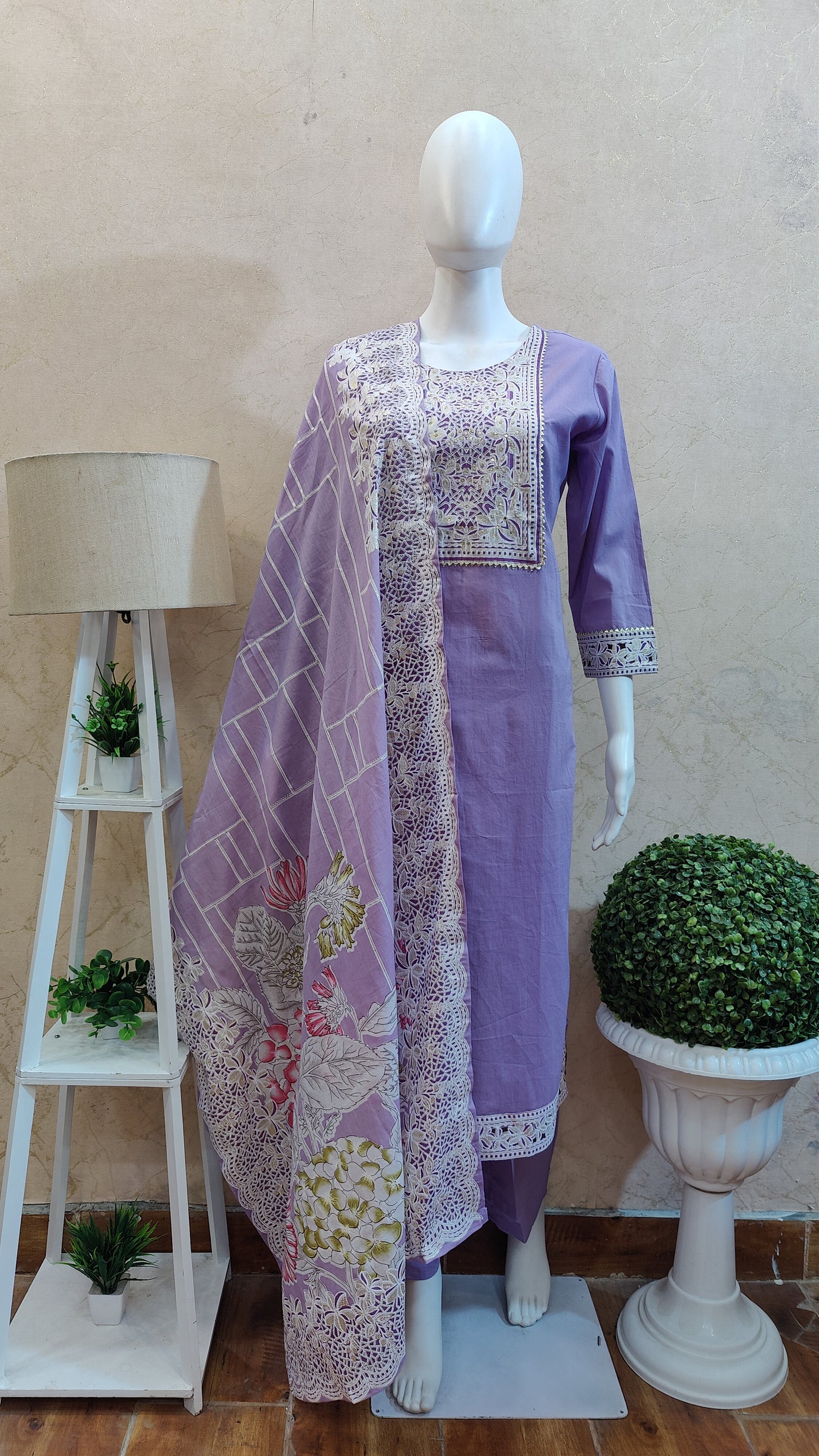 Pure Cotton Kurti with pant and dupatta M91025/GB