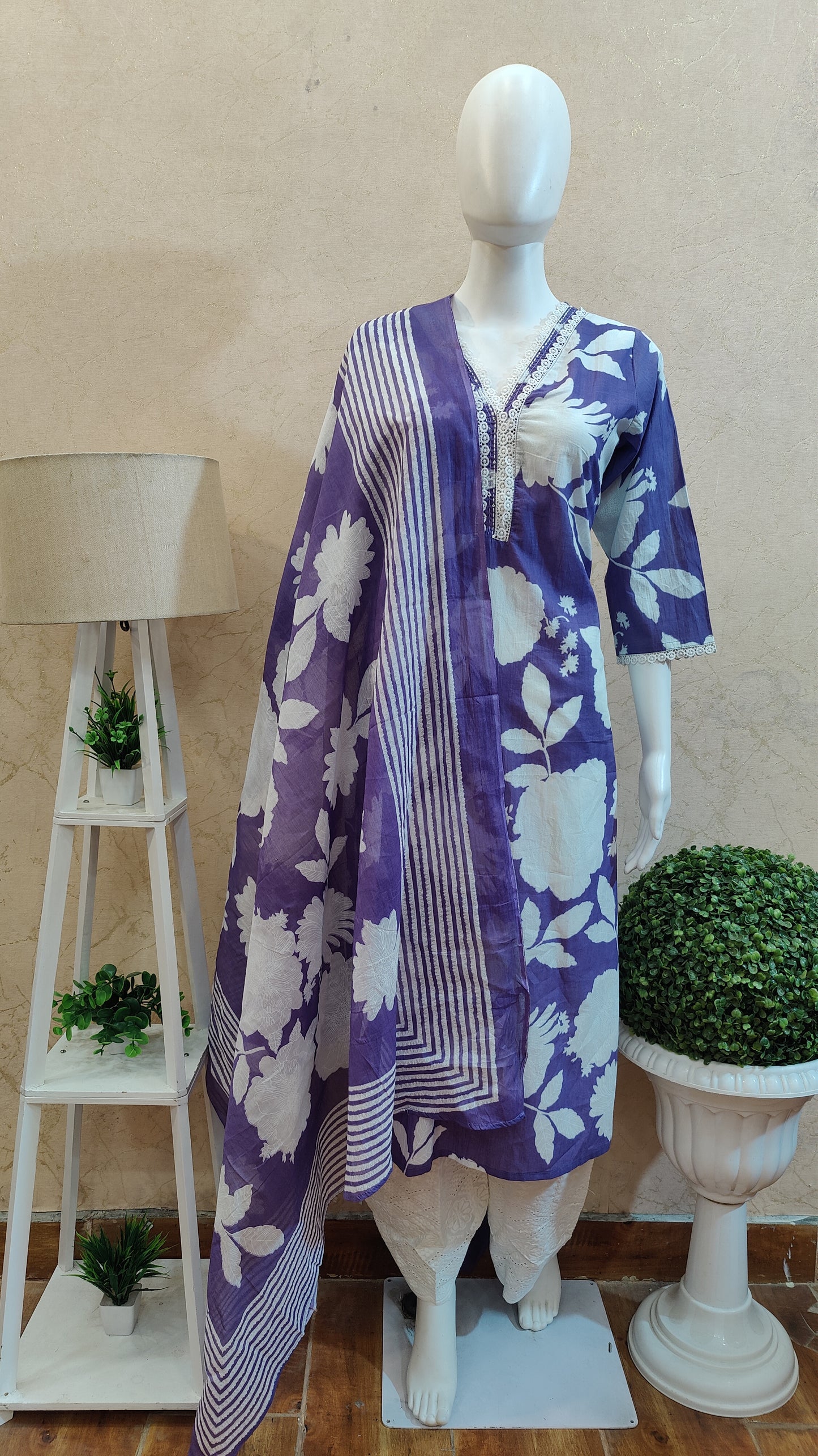 Pure Cotton Kurti with pant and dupatta M9945/AUR