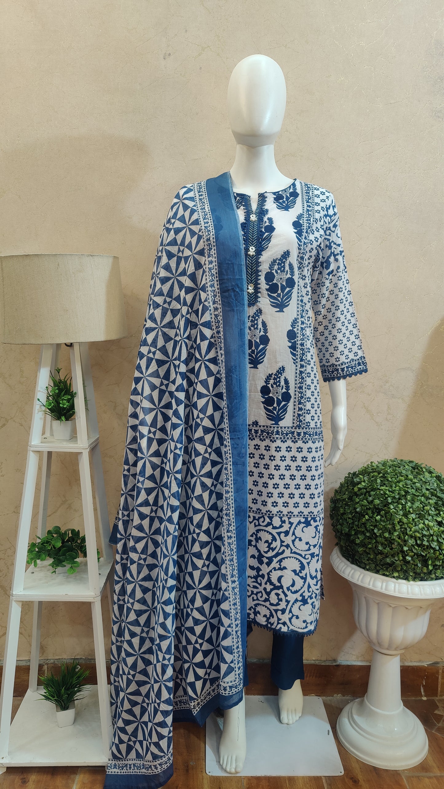 Pure Cotton Kurti with pant and dupatta M8895/GB