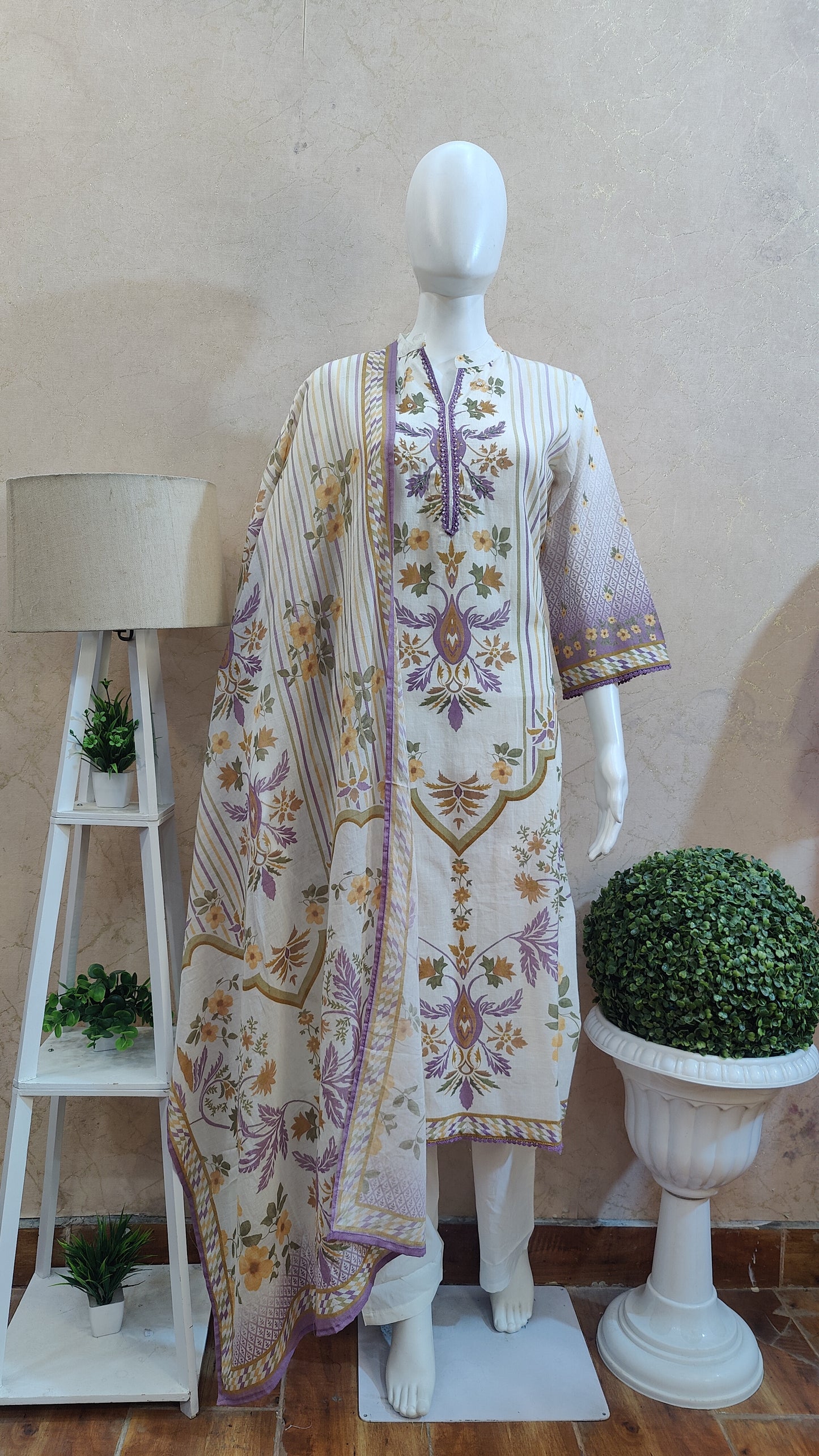 Pure Cotton Kurti with pant and dupatta M91425/GB