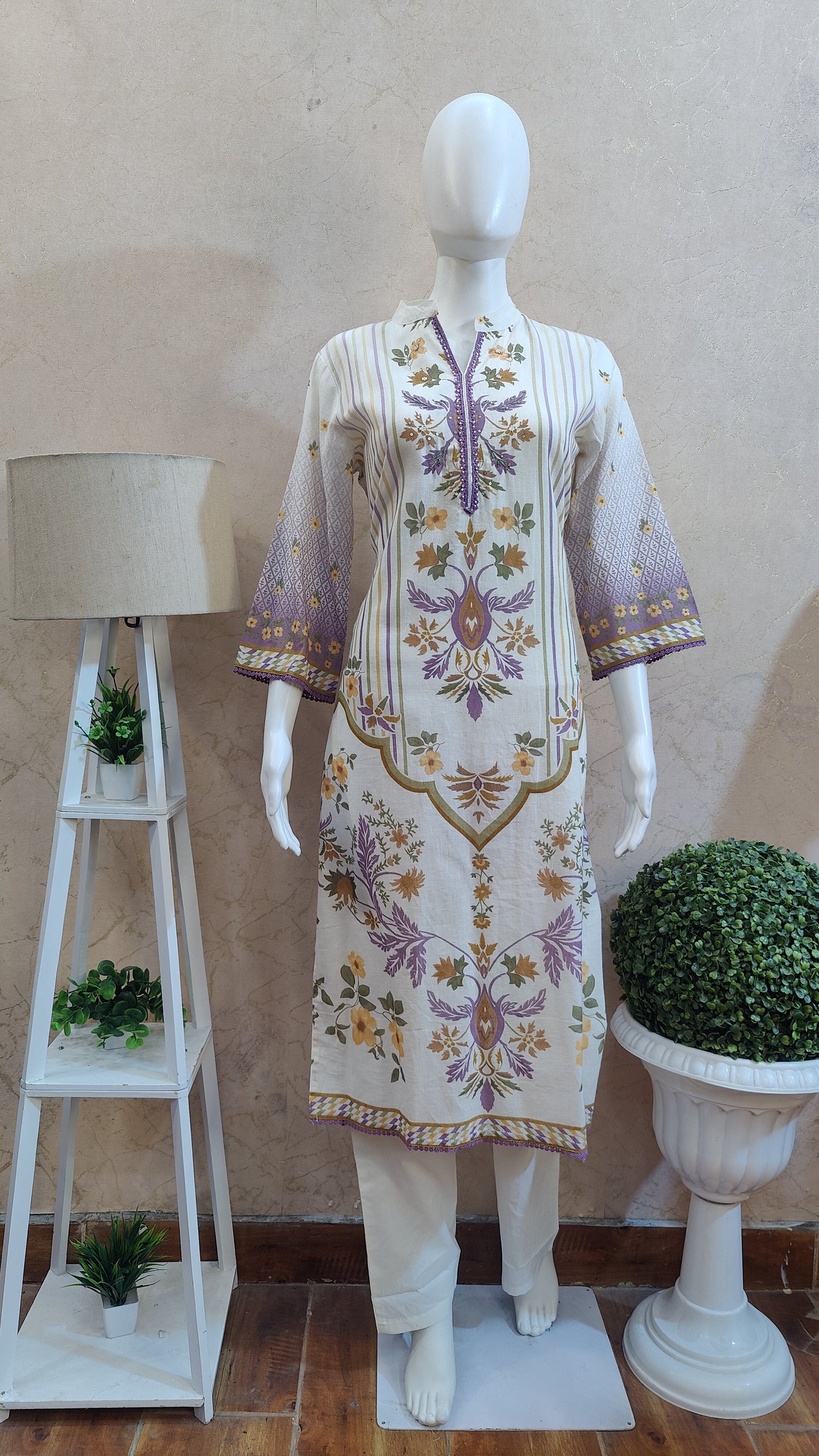 Pure Cotton Kurti with pant and dupatta M91425/GB