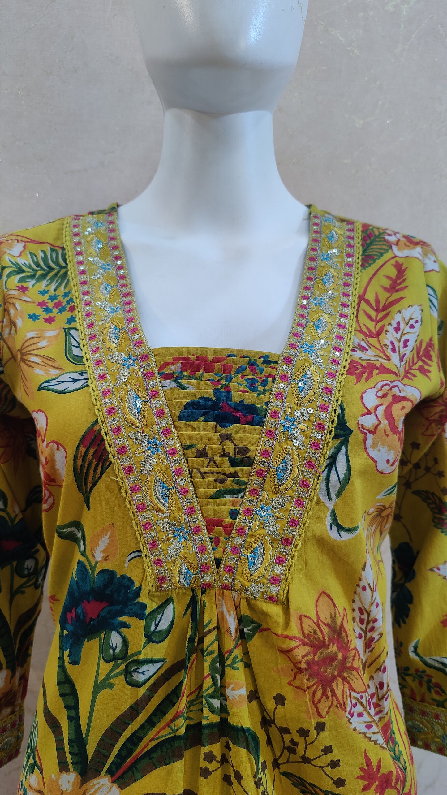 Pure Cotton A-Line Kurti with pant and dupatta M91025/GB