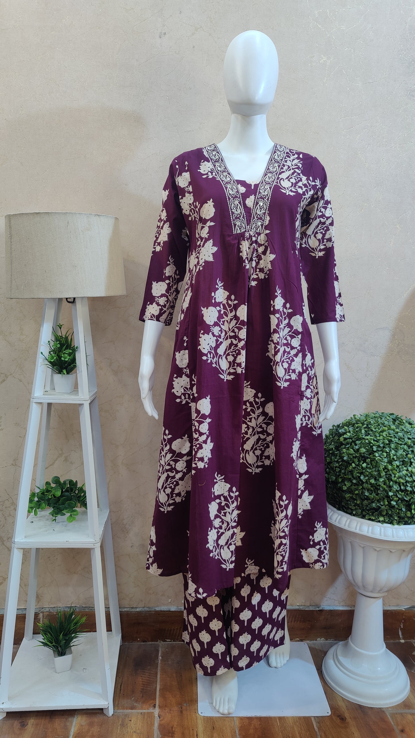 Pure Cotton Anarkali Kurti with pant and dupatta M8895/GB