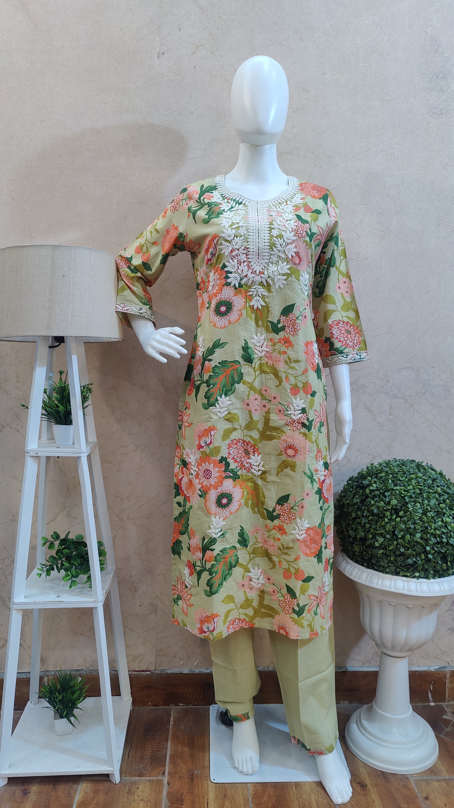 Pure Cotton Kurti with pant and dupatta M91250/AUR