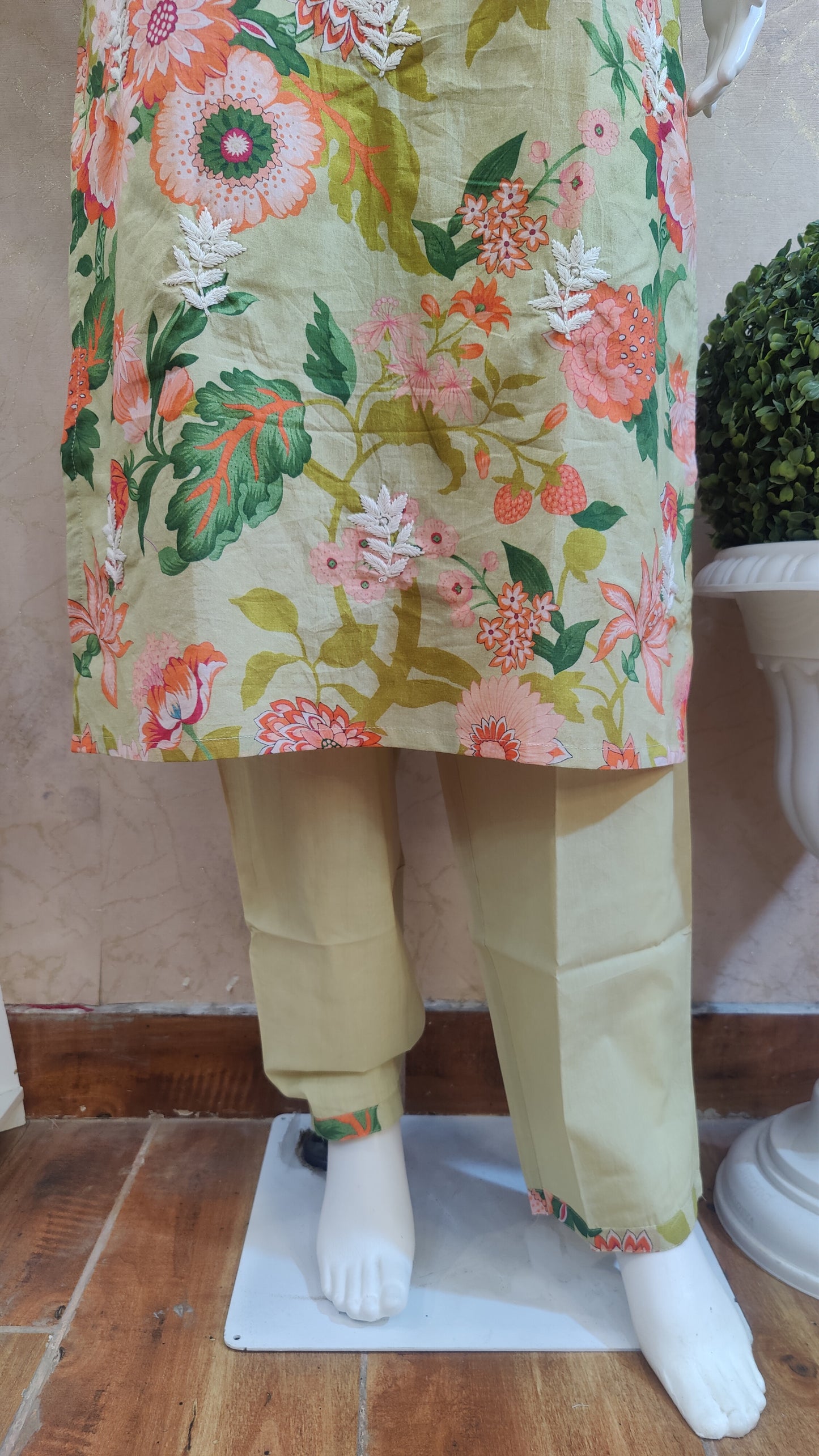 Pure Cotton Kurti with pant and dupatta M91250/AUR