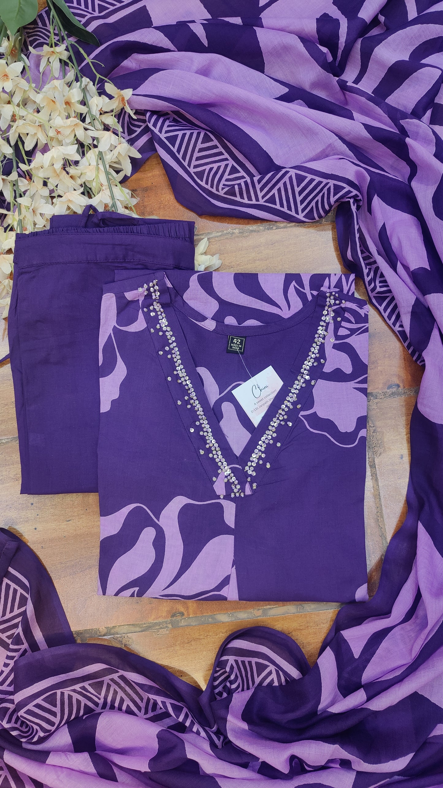 Pure Cotton kurti with pant and dupatta M8870SS