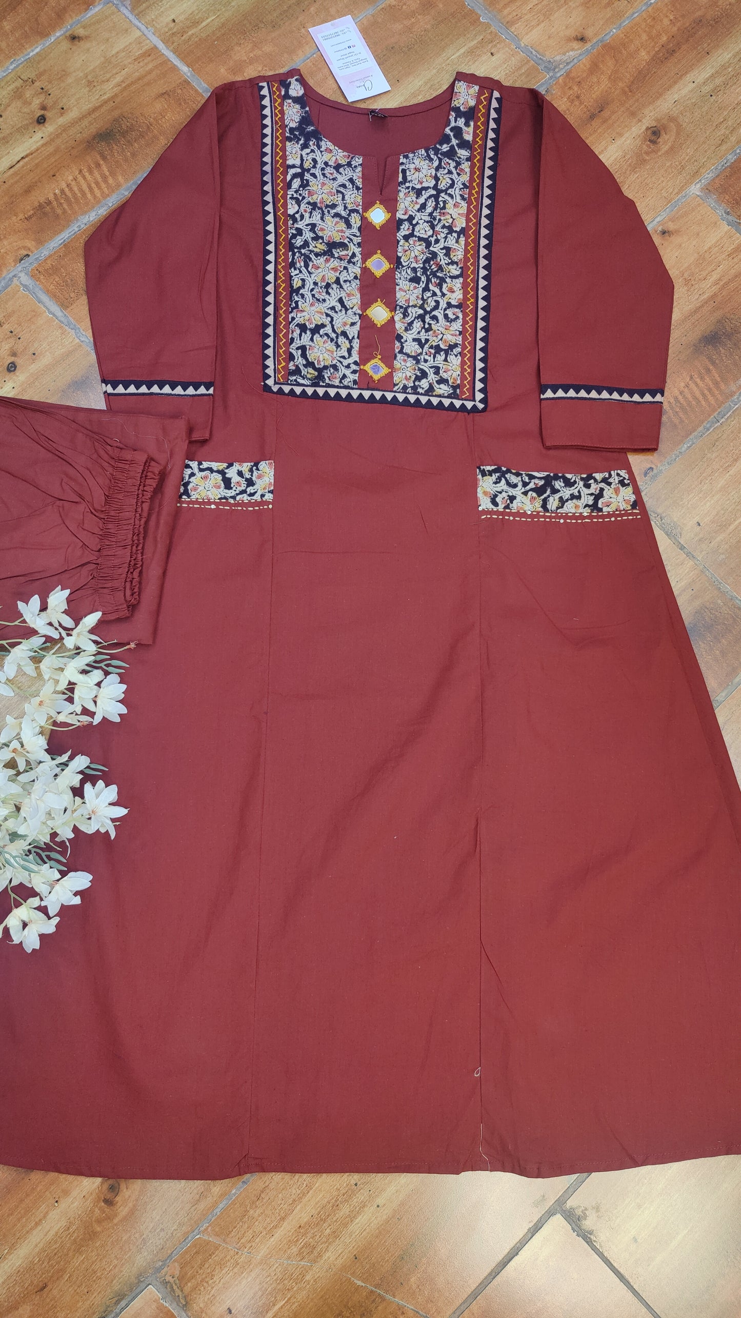 Pure Cotton kurti with pant and dupatta M91050RSP