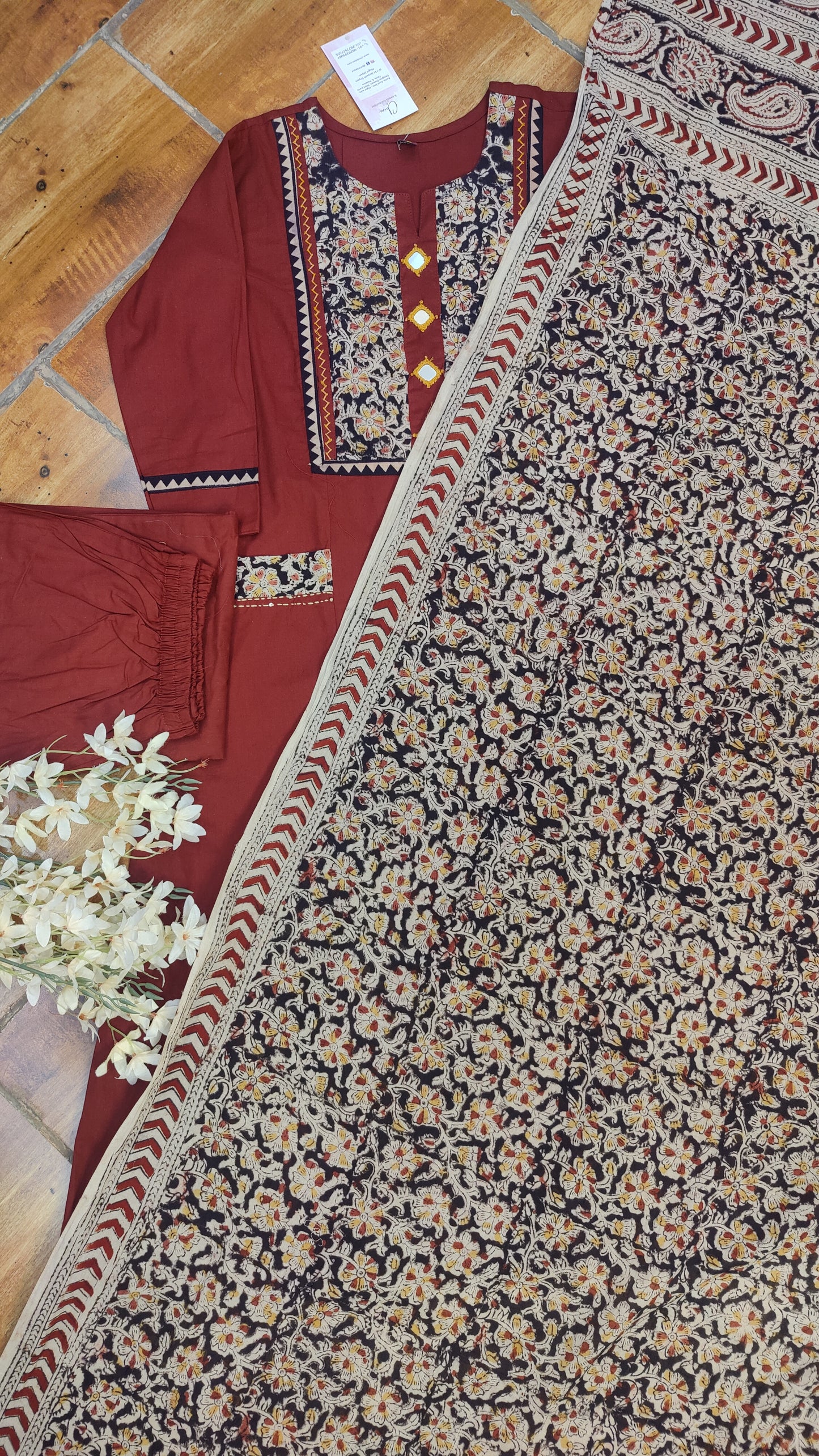 Pure Cotton kurti with pant and dupatta M91050RSP
