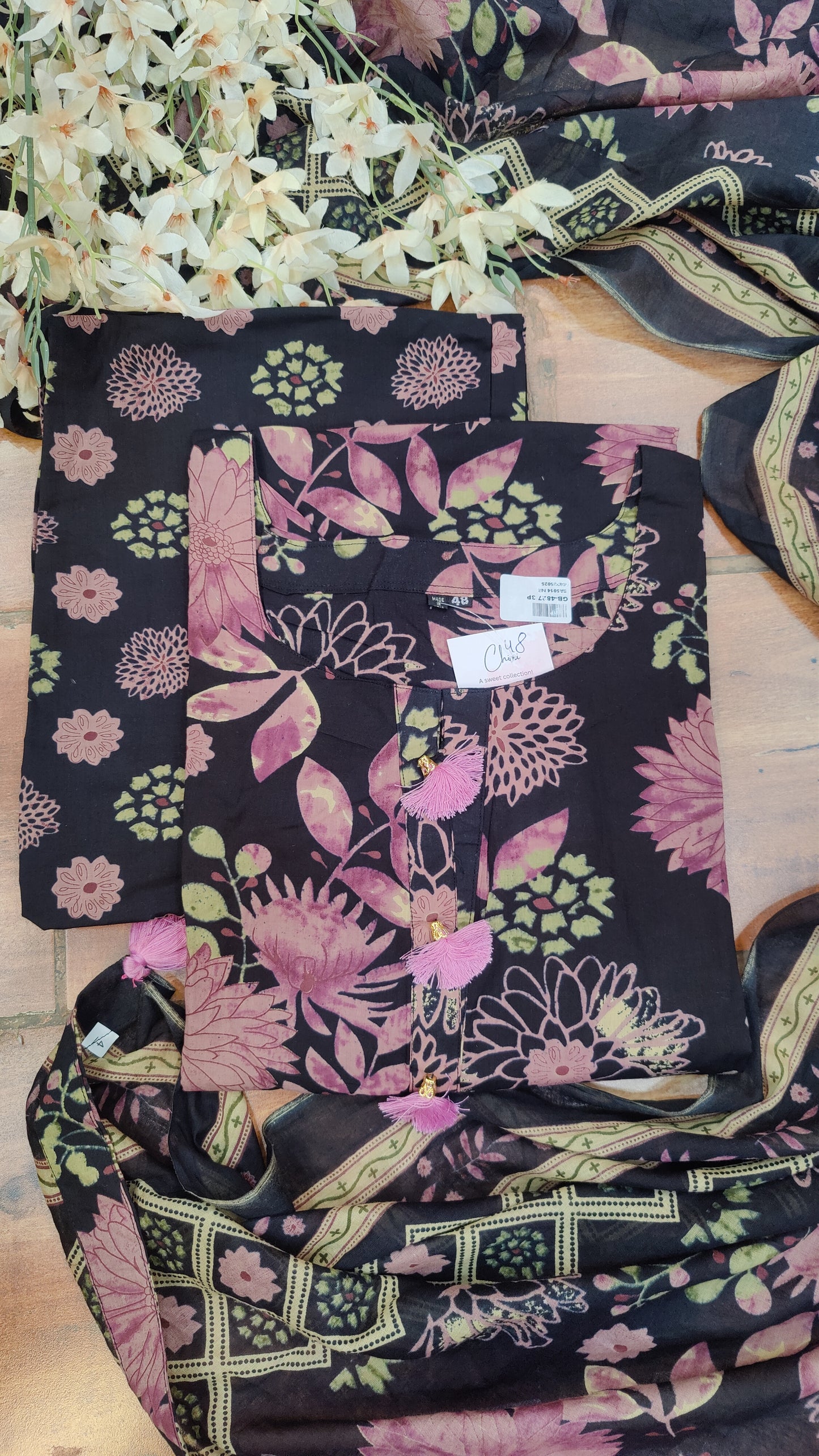 Pure Cotton kurti with pant and dupatta M91565GB