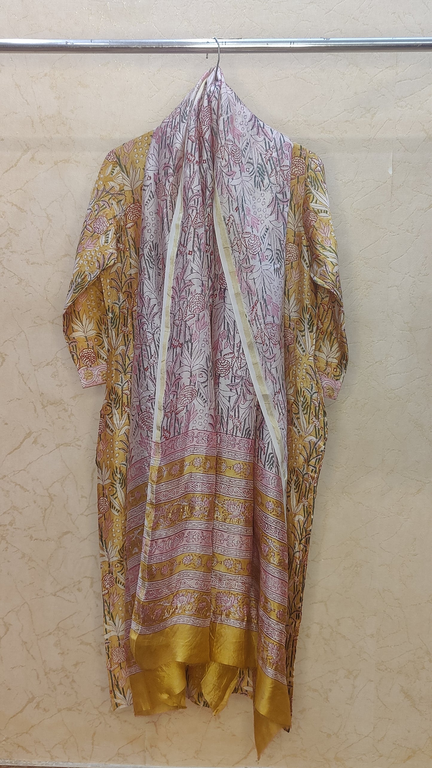 Pure Chanderi Kurti with pant and dupatta M92300/SHL