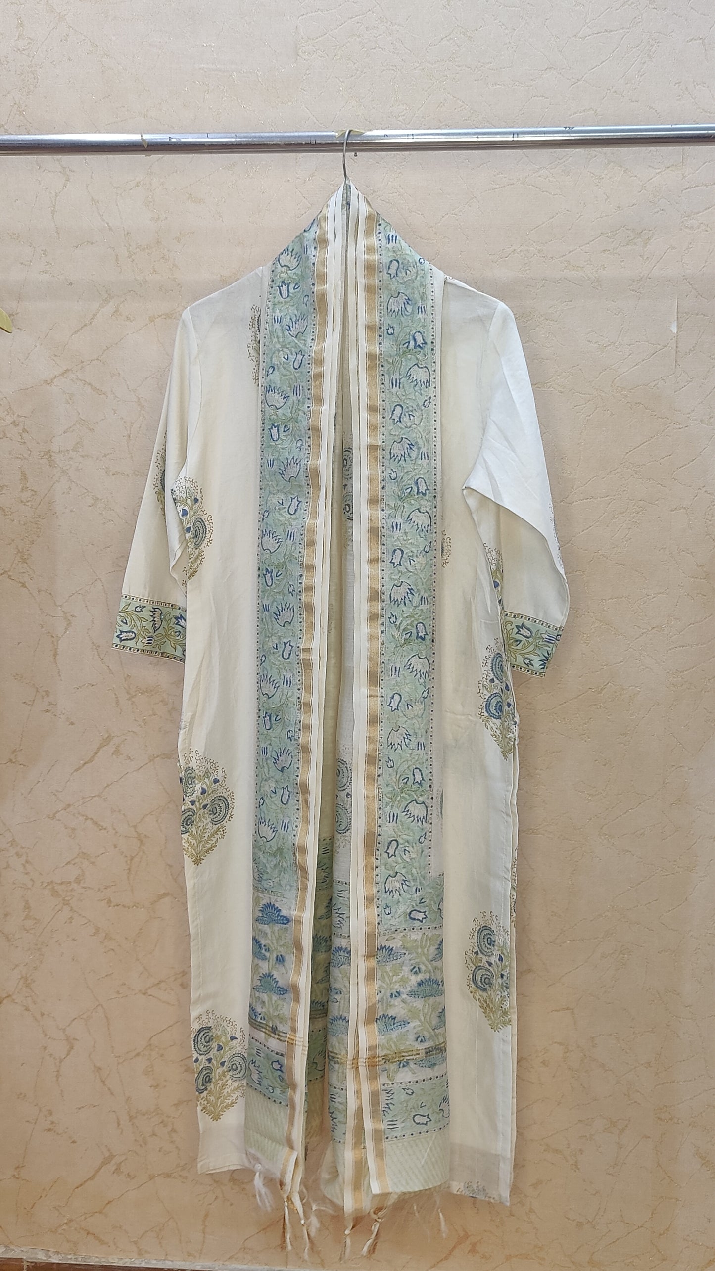 Chanderi kurti with pant and dupatta M92300/SHL