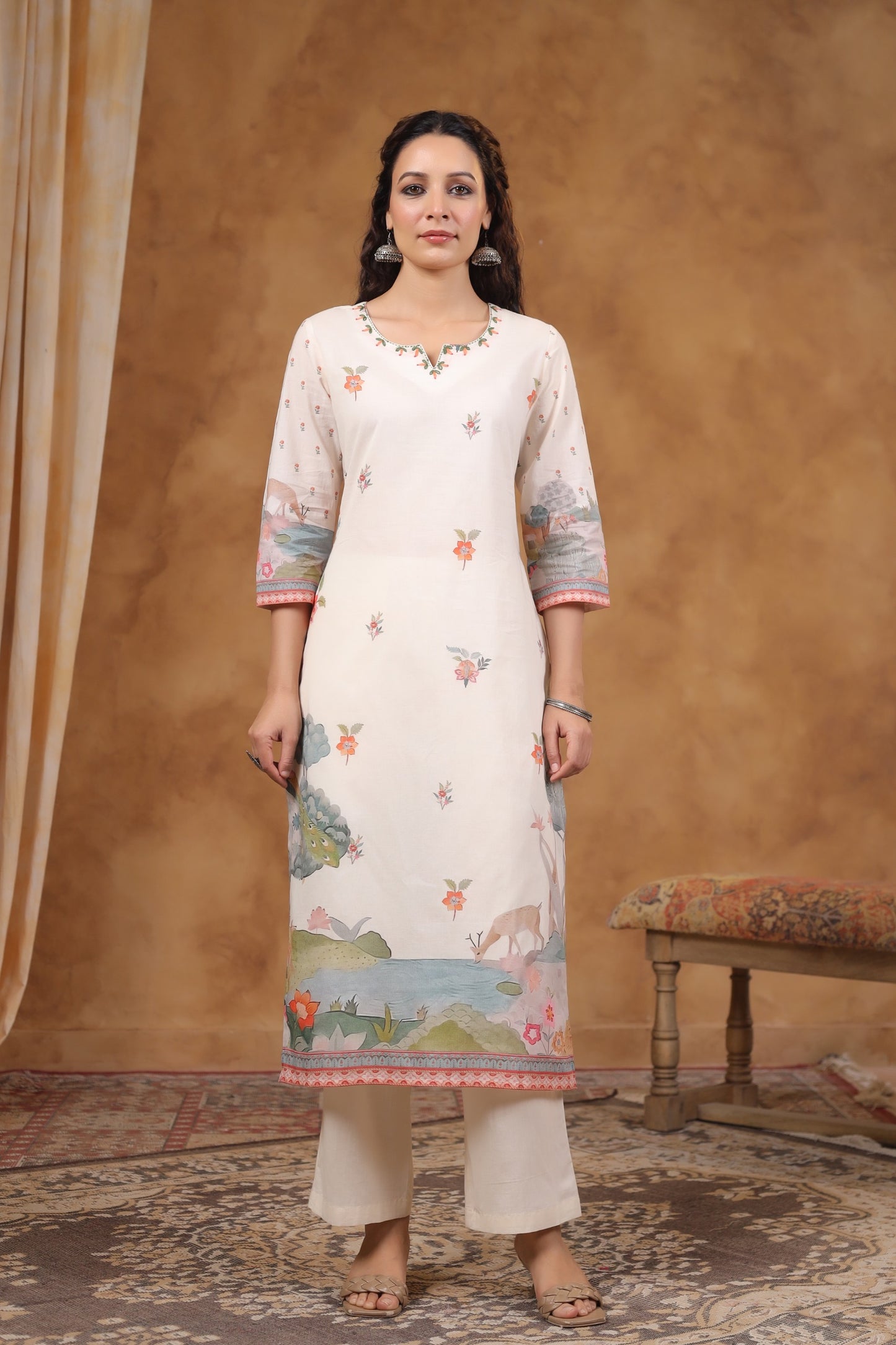 Pure Cotton Kurti with pant and dupatta M91250/SS