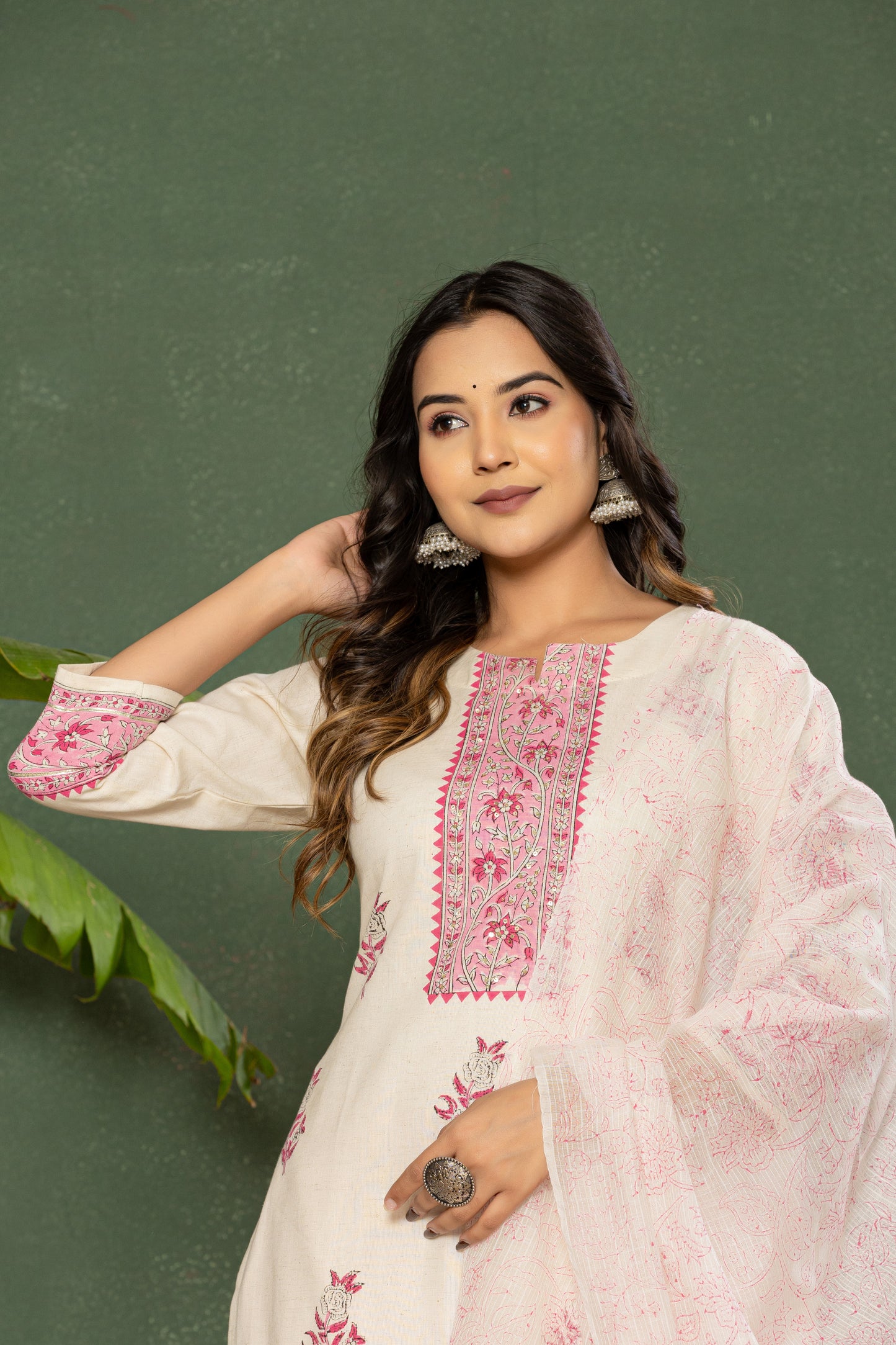 Linen Cotton kurti with pant and Dupatta M91050/FL