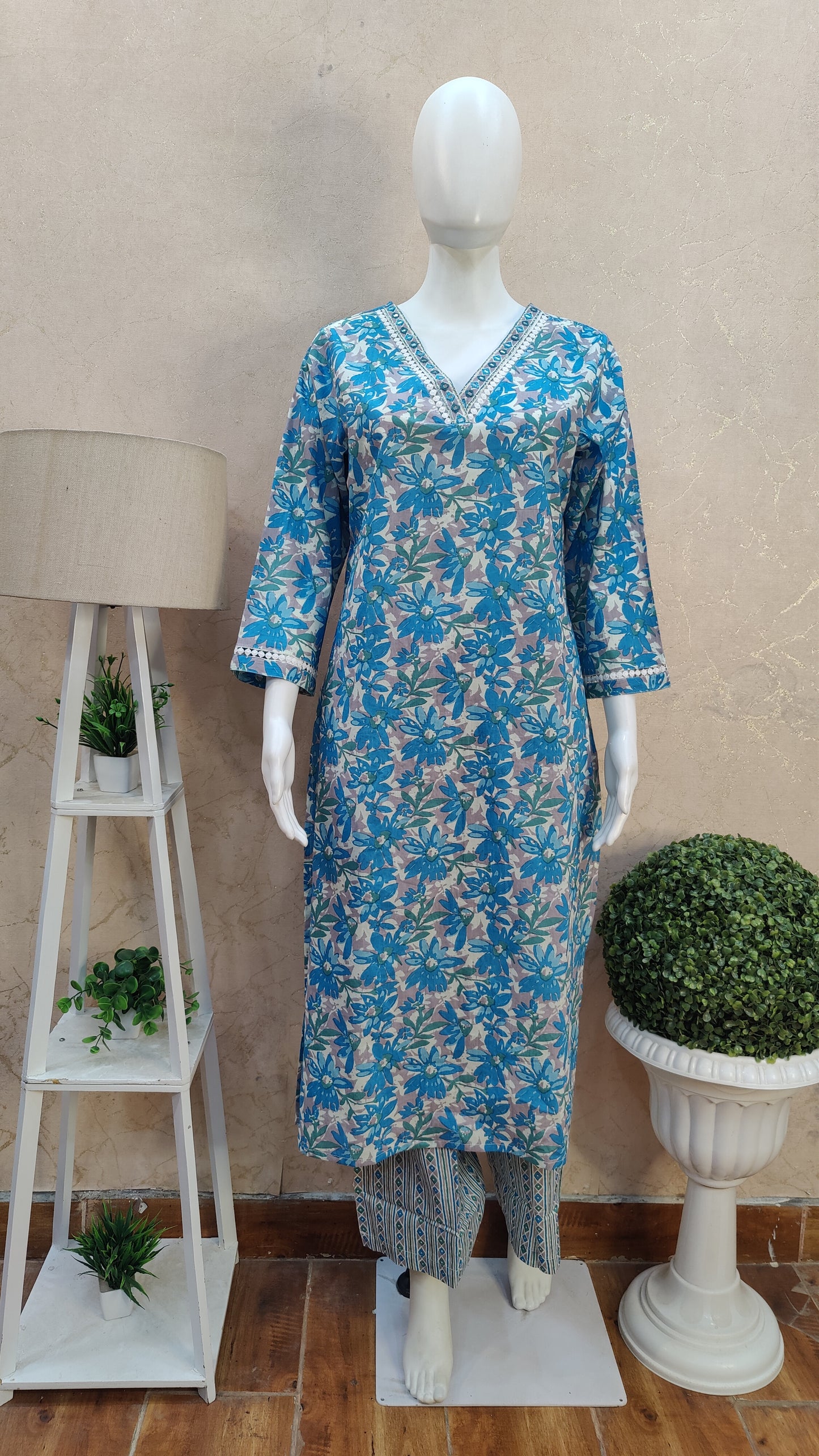 Pure Cotton kurti with pant and dupatta M8895RJP
