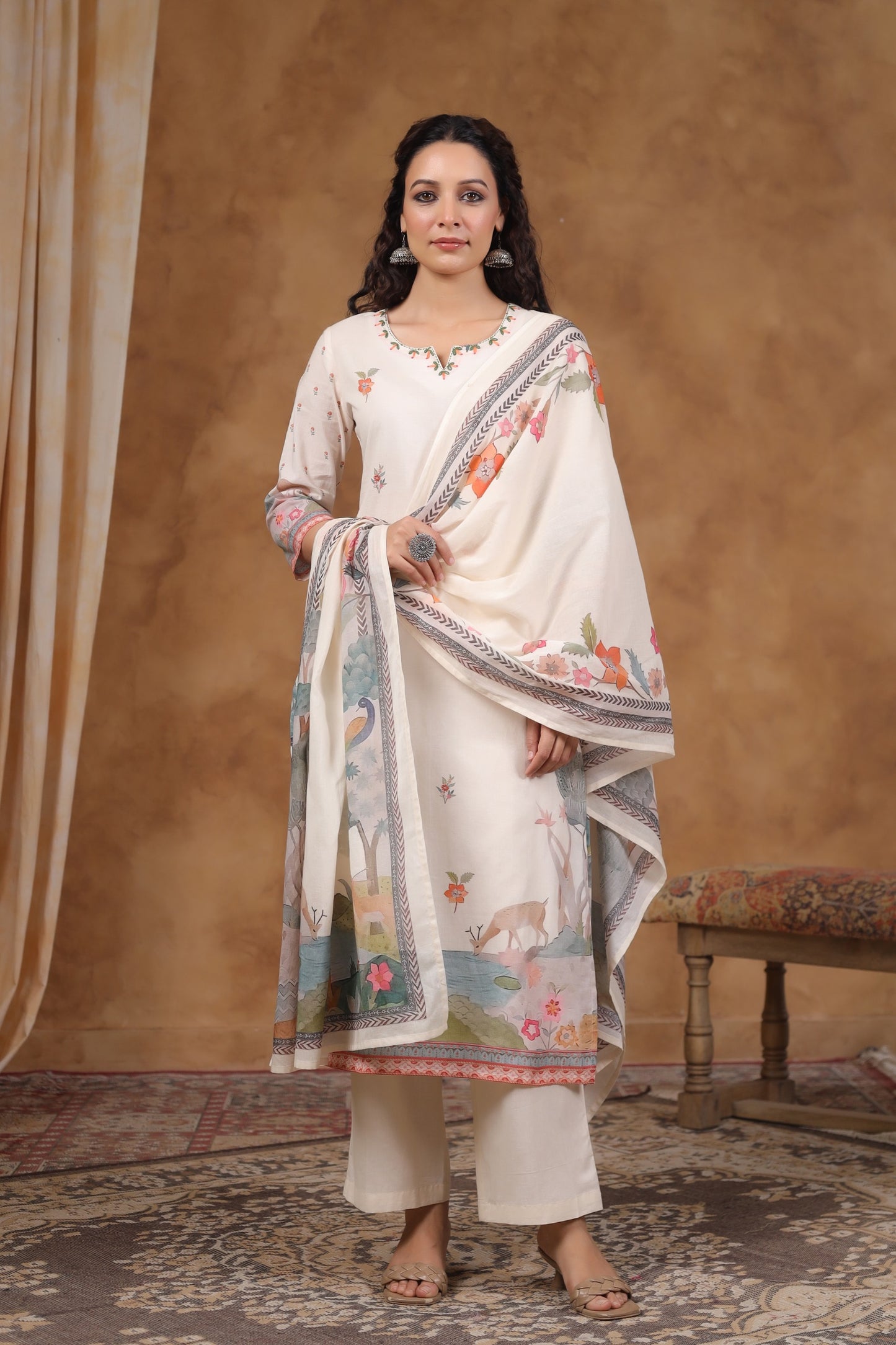 Pure Cotton Kurti with pant and dupatta M91250/SS