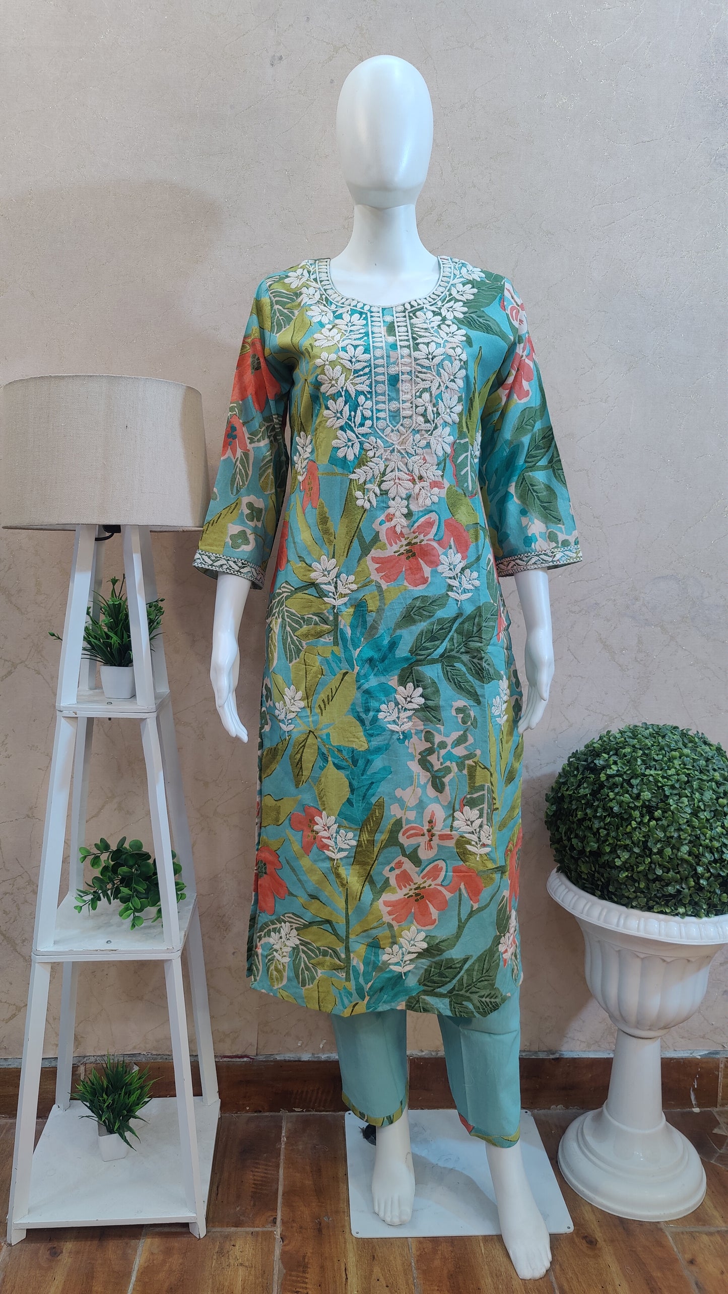 Pure Cotton Kurti with pant and dupatta M91250/AUR