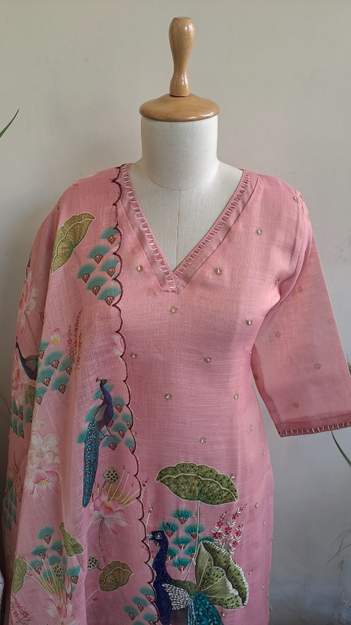 Jamdani Kurti with pant and Dupatta M91790/FL