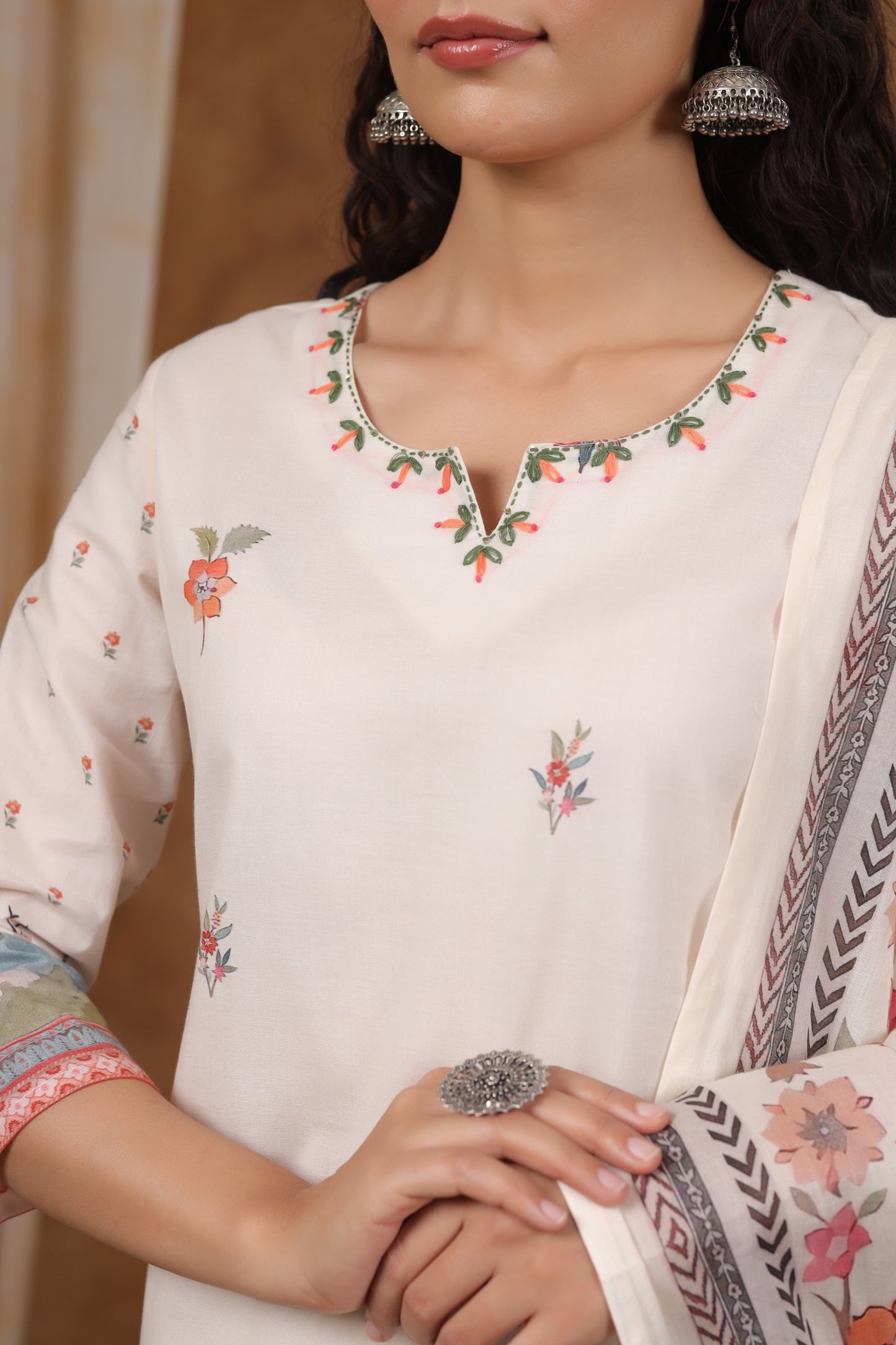 Pure Cotton Kurti with pant and dupatta M91250/SS