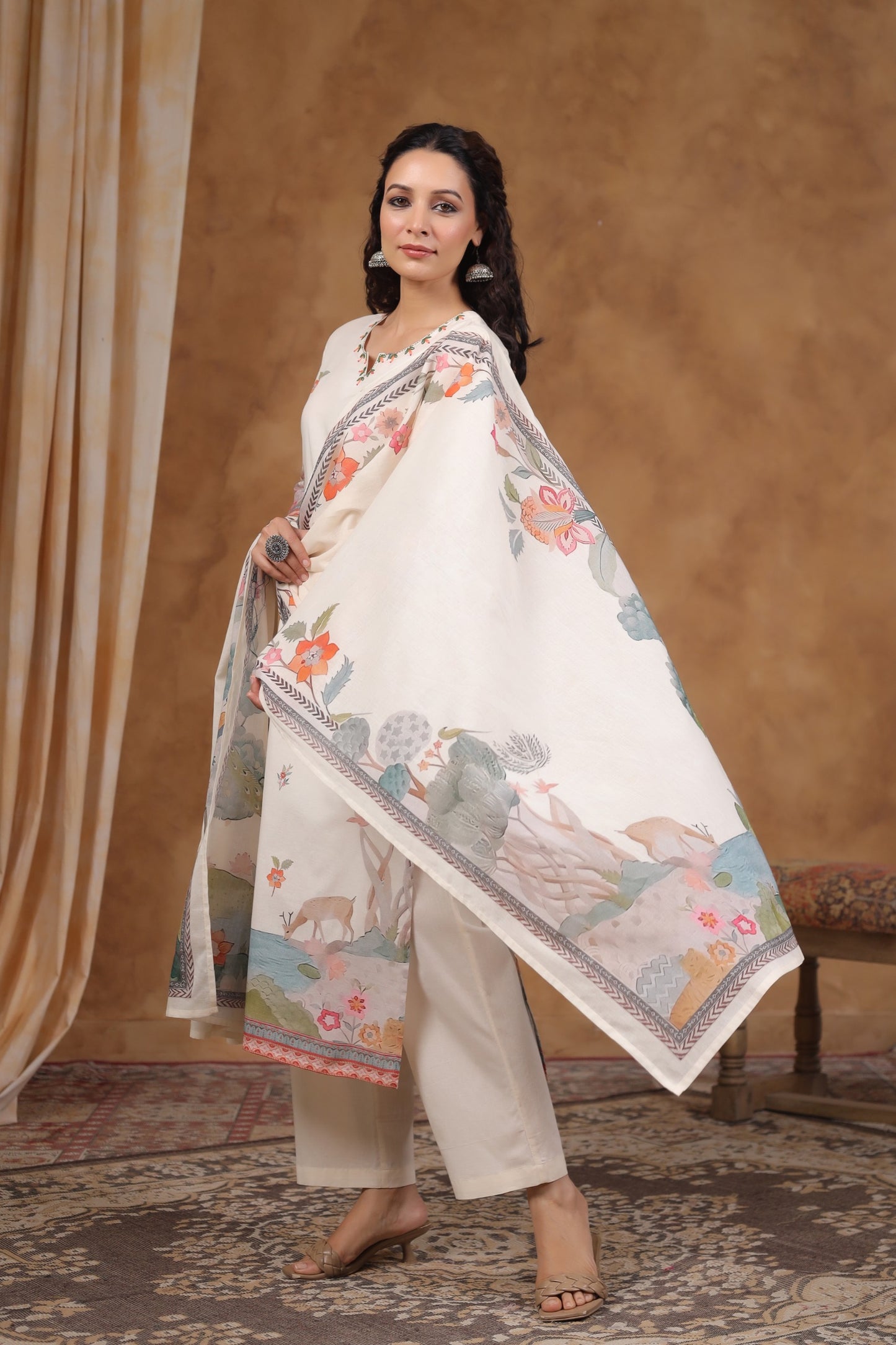 Pure Cotton Kurti with pant and dupatta M91250/SS