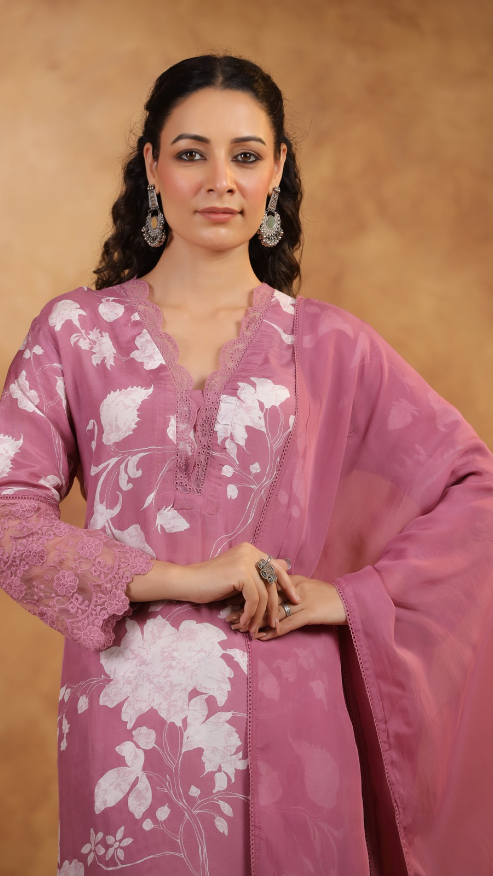 Pure Muslin kurti with pant and Dupatta M91900/FL