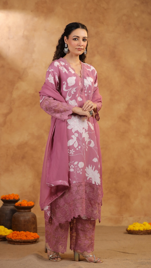 Pure Muslin kurti with pant and Dupatta M91900/FL