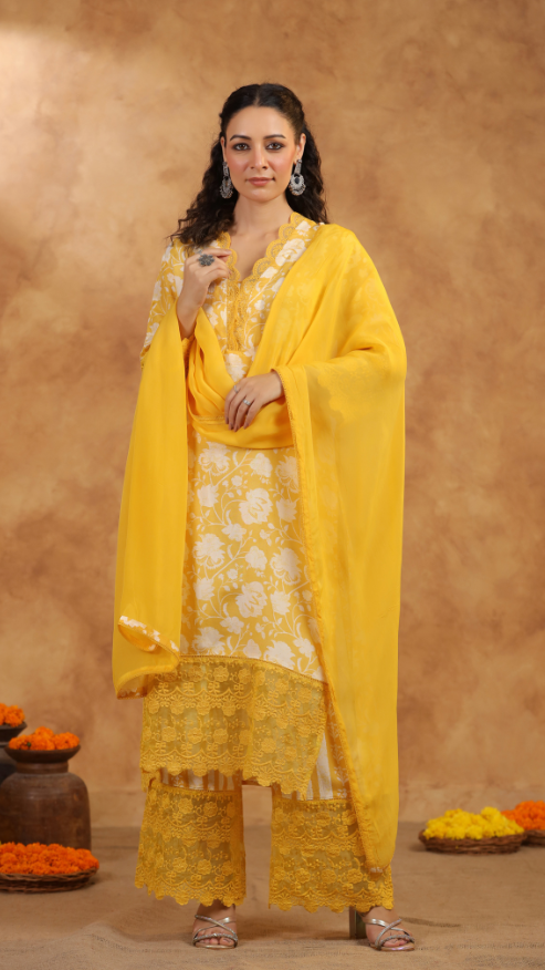 Pure Muslin Kurti with pant and Dupatta M91900/FL