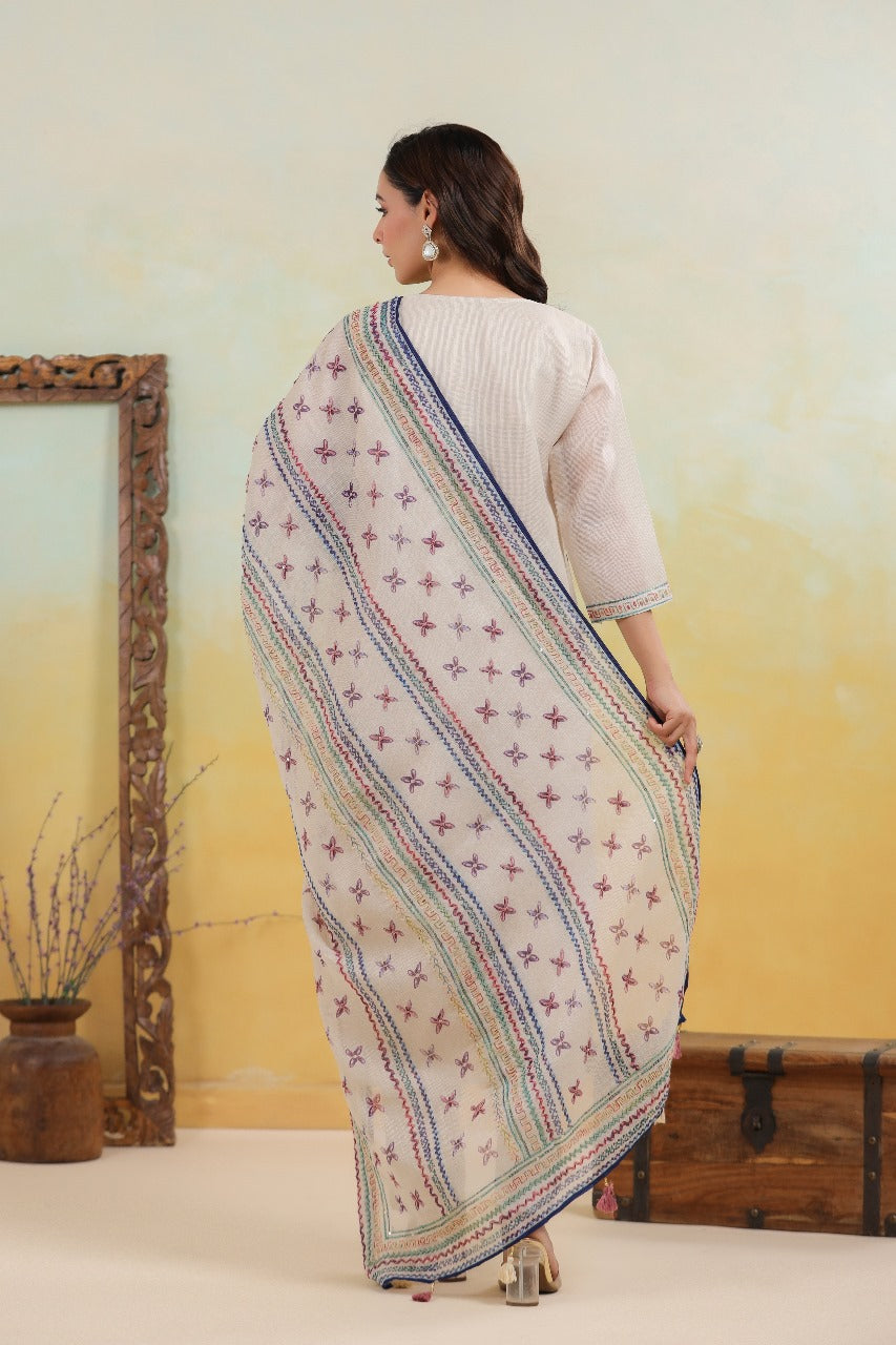 Jamdani Kurti with pant and dupatta M1850/SS