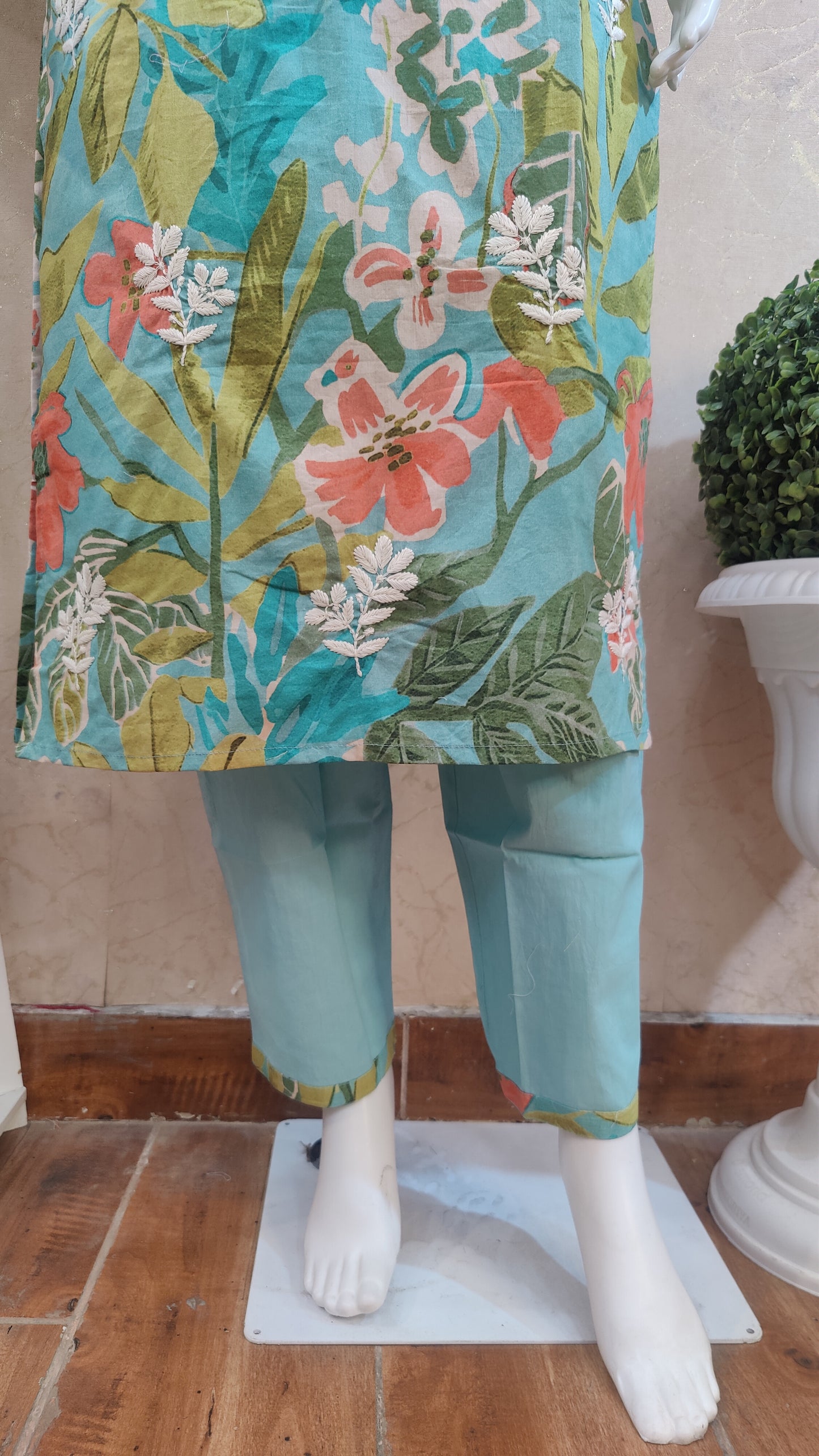 Pure Cotton Kurti with pant and dupatta M91250/AUR