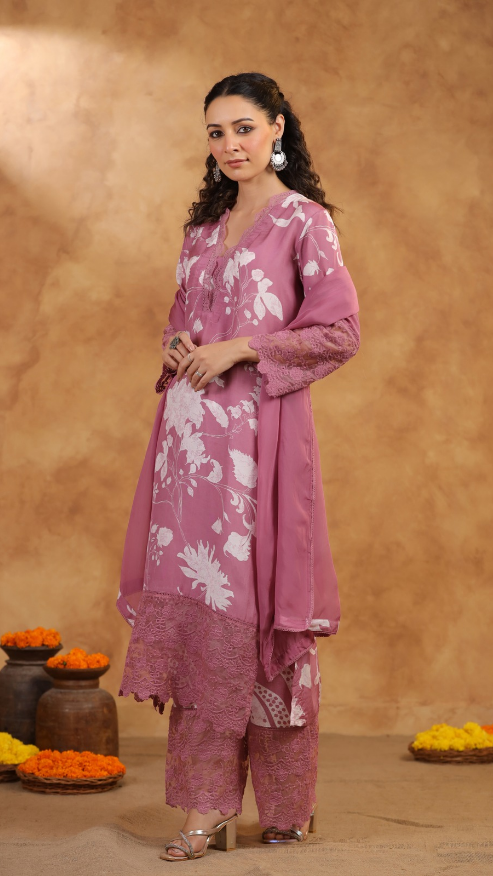 Pure Muslin kurti with pant and Dupatta M91900/FL