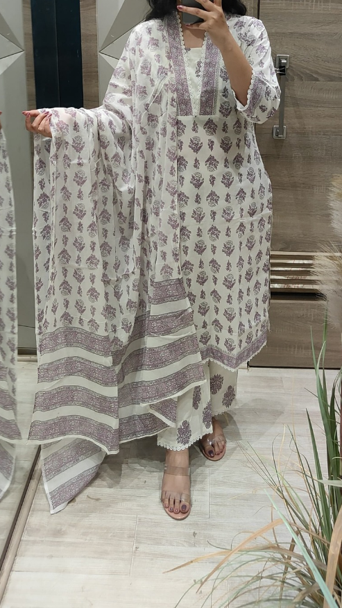 Pure Cotton kurti with pant and Dupatta M8870/FL