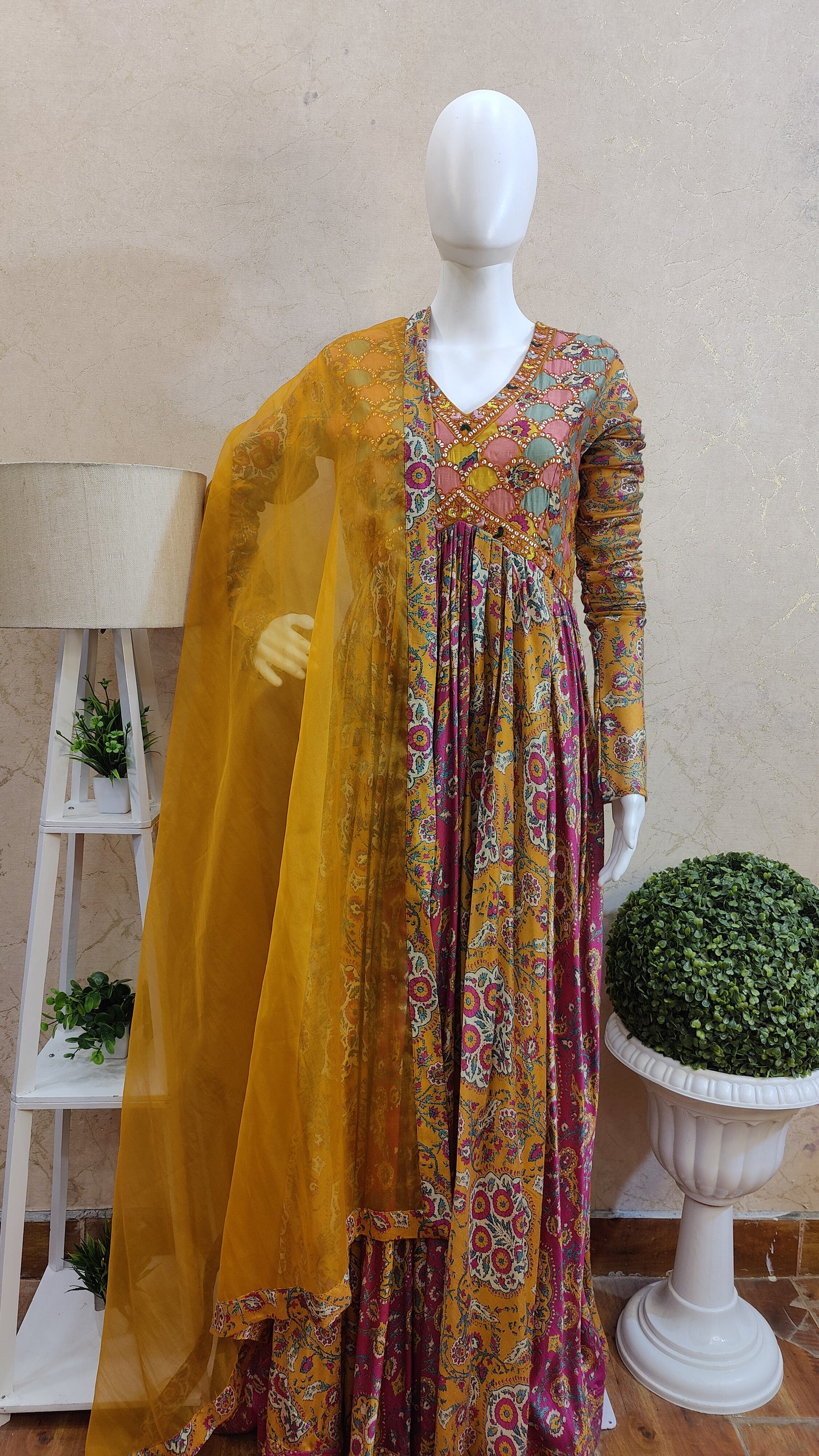 Pure Silk Long Gown with Dupatta LM9600SILK