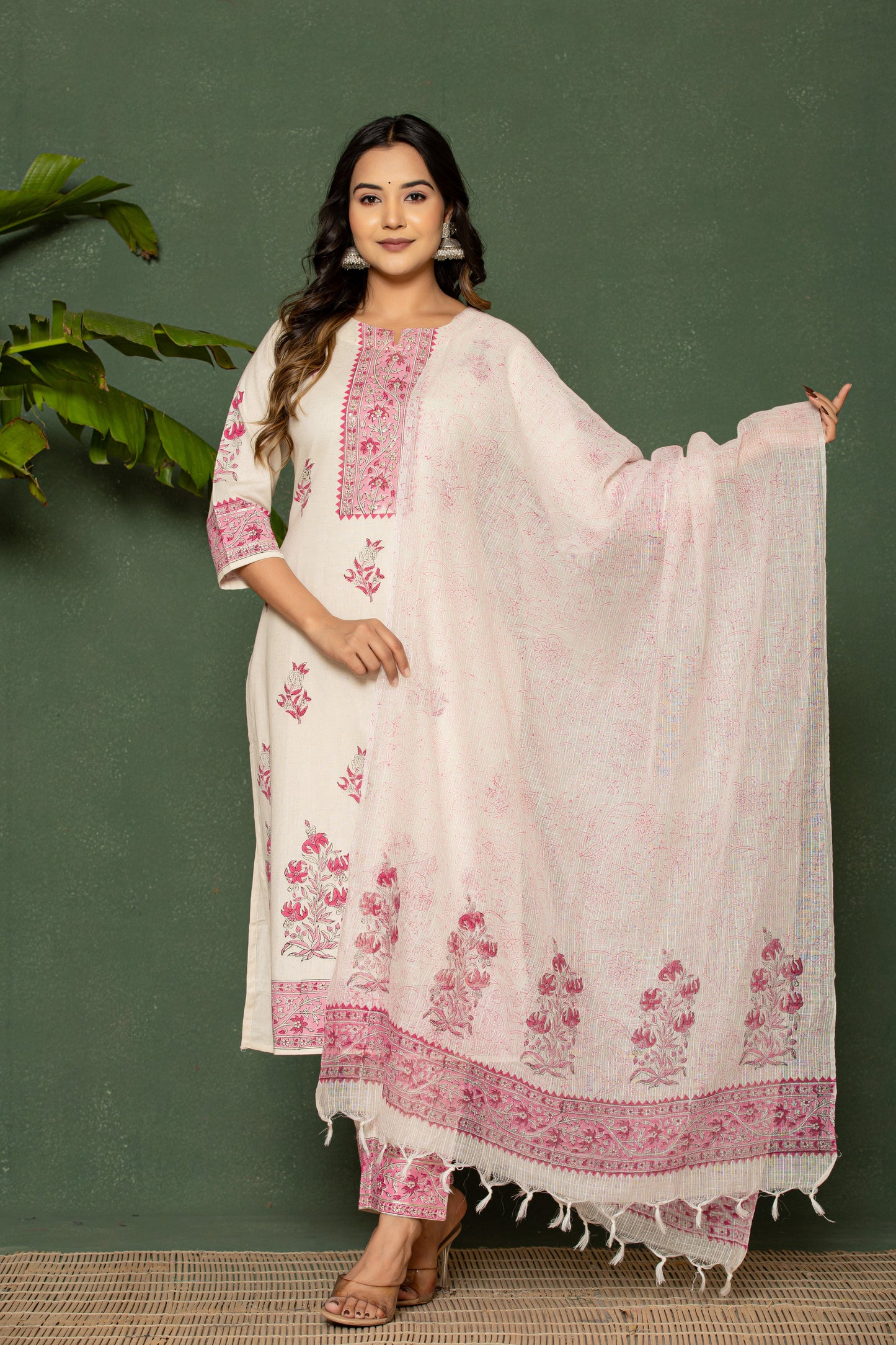 Linen Cotton kurti with pant and Dupatta M91050/FL