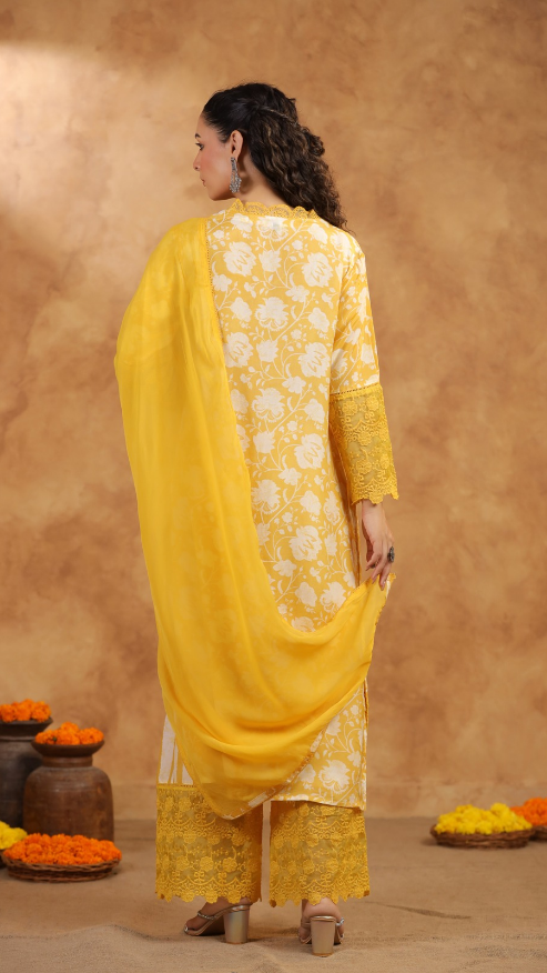 Pure Muslin Kurti with pant and Dupatta M91900/FL